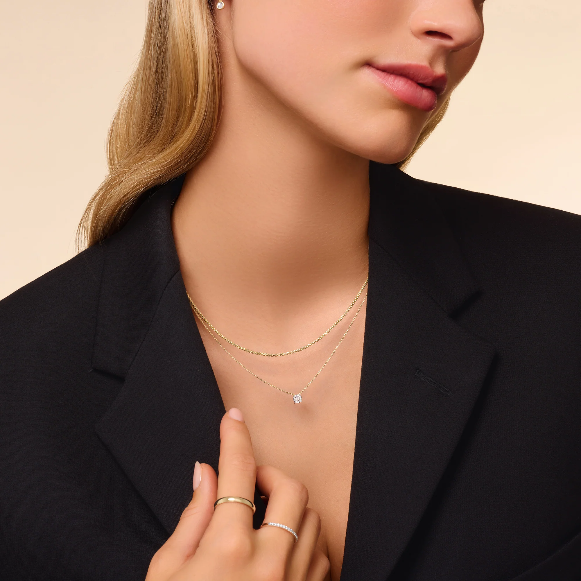 Four Prong Diamond Halo Pendant Necklace (0.05 ct) - Image 4