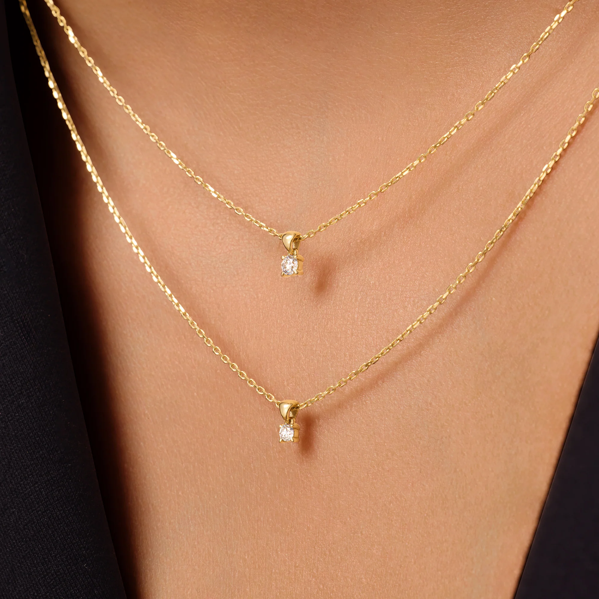 Four Prong Diamond Linked Pendant Necklace (0.07 ct) - Image 3
