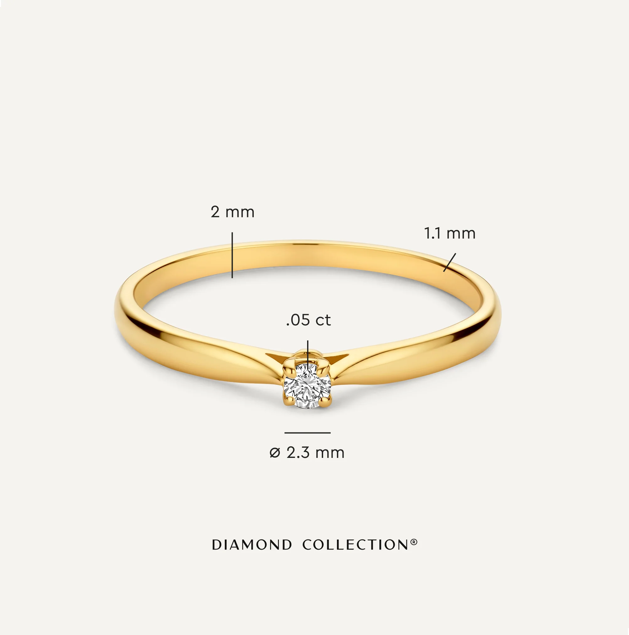 Four Prong Diamond Solitary Tapered Ring (0.05 ct) - Image 4