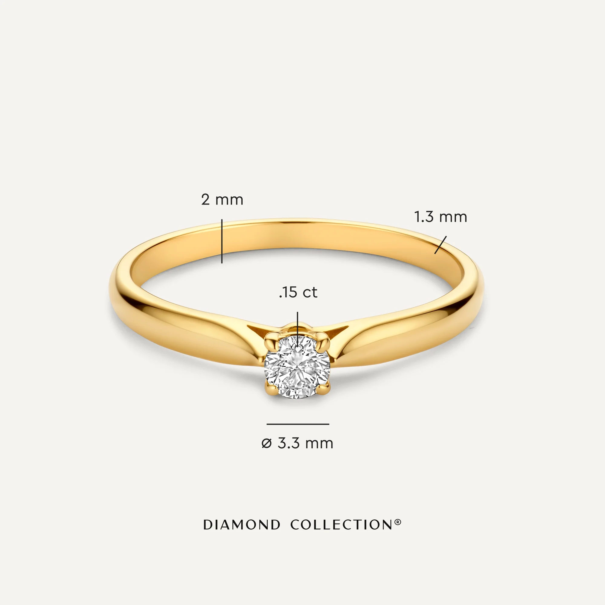 Four Prong Diamond Solitary Tapered Ring (0.15 ct) - Image 4