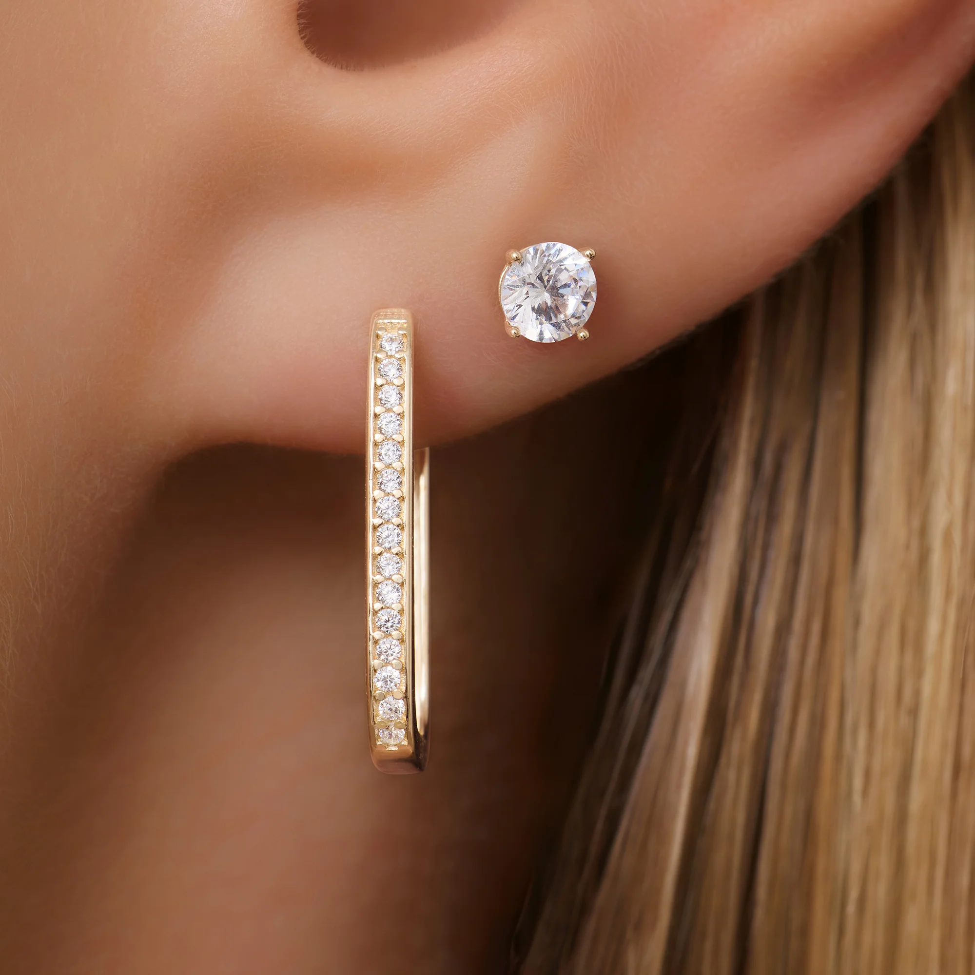 Four Prong Round Cut Cubic Zirconia Studs - Image 3