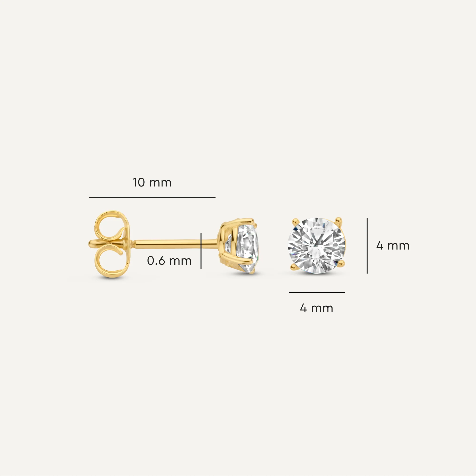 Four Prong Round Cut Cubic Zirconia Studs - Image 5
