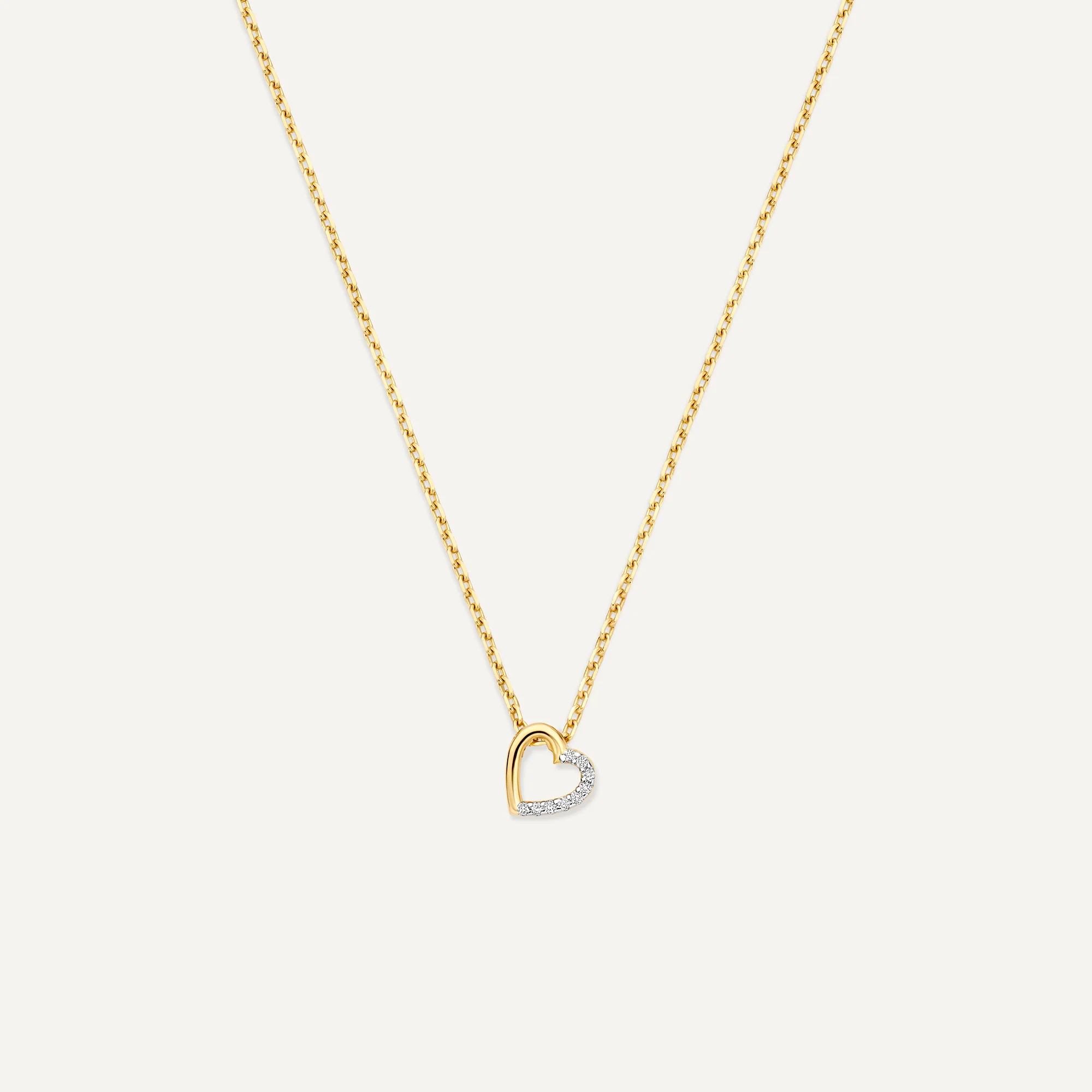 Half Pavé Diamond Linked Pendant Necklace (0.02 ct)