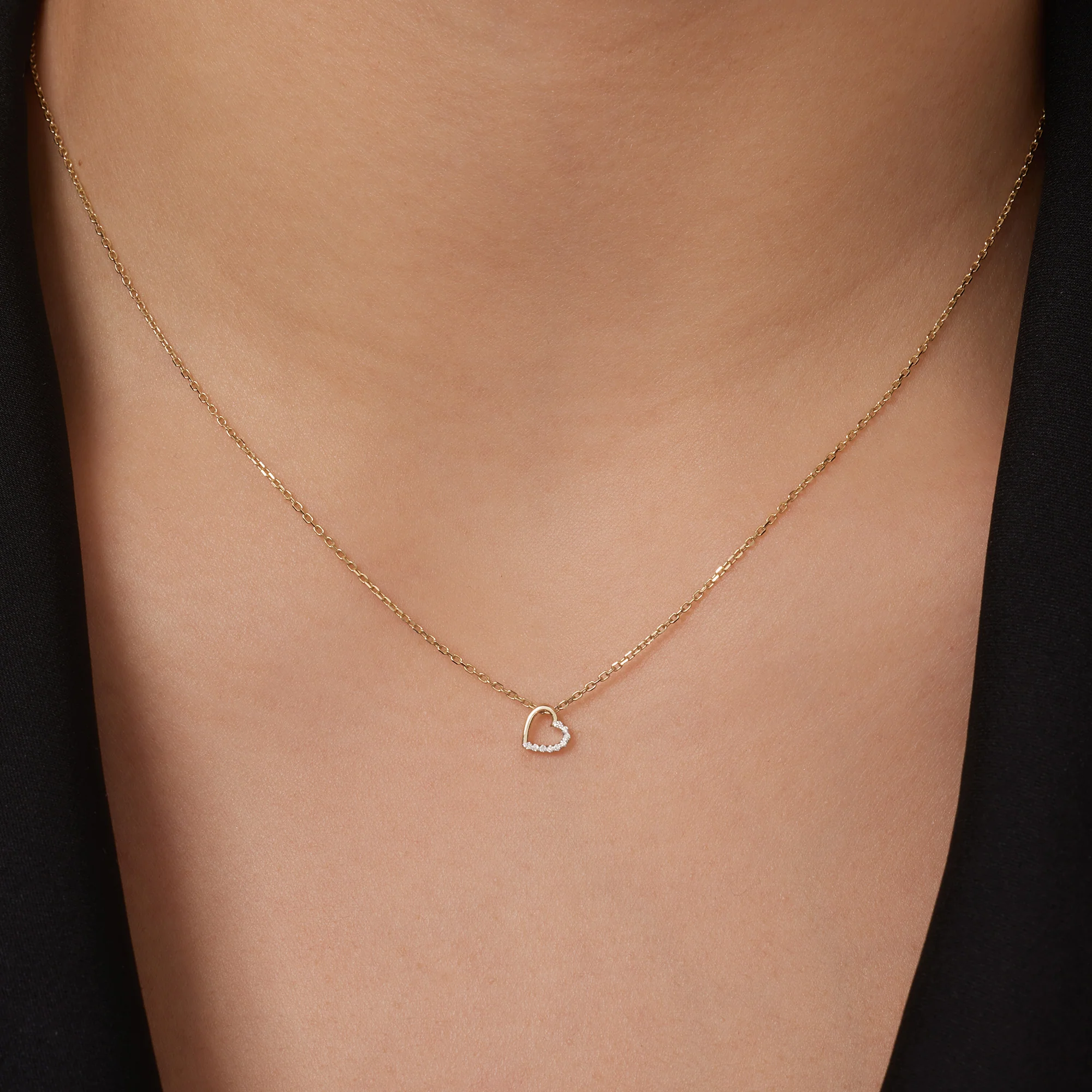 Half Pavé Diamond Linked Pendant Necklace (0.02 ct) - Image 2