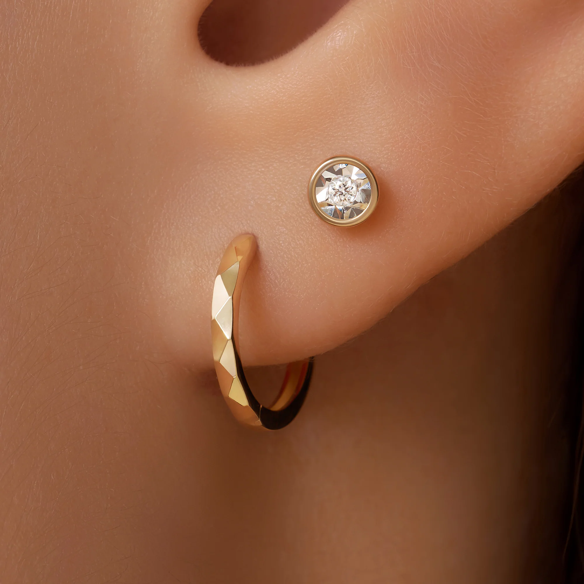 Hammered Huggie Hoops (12 mm) - Image 3