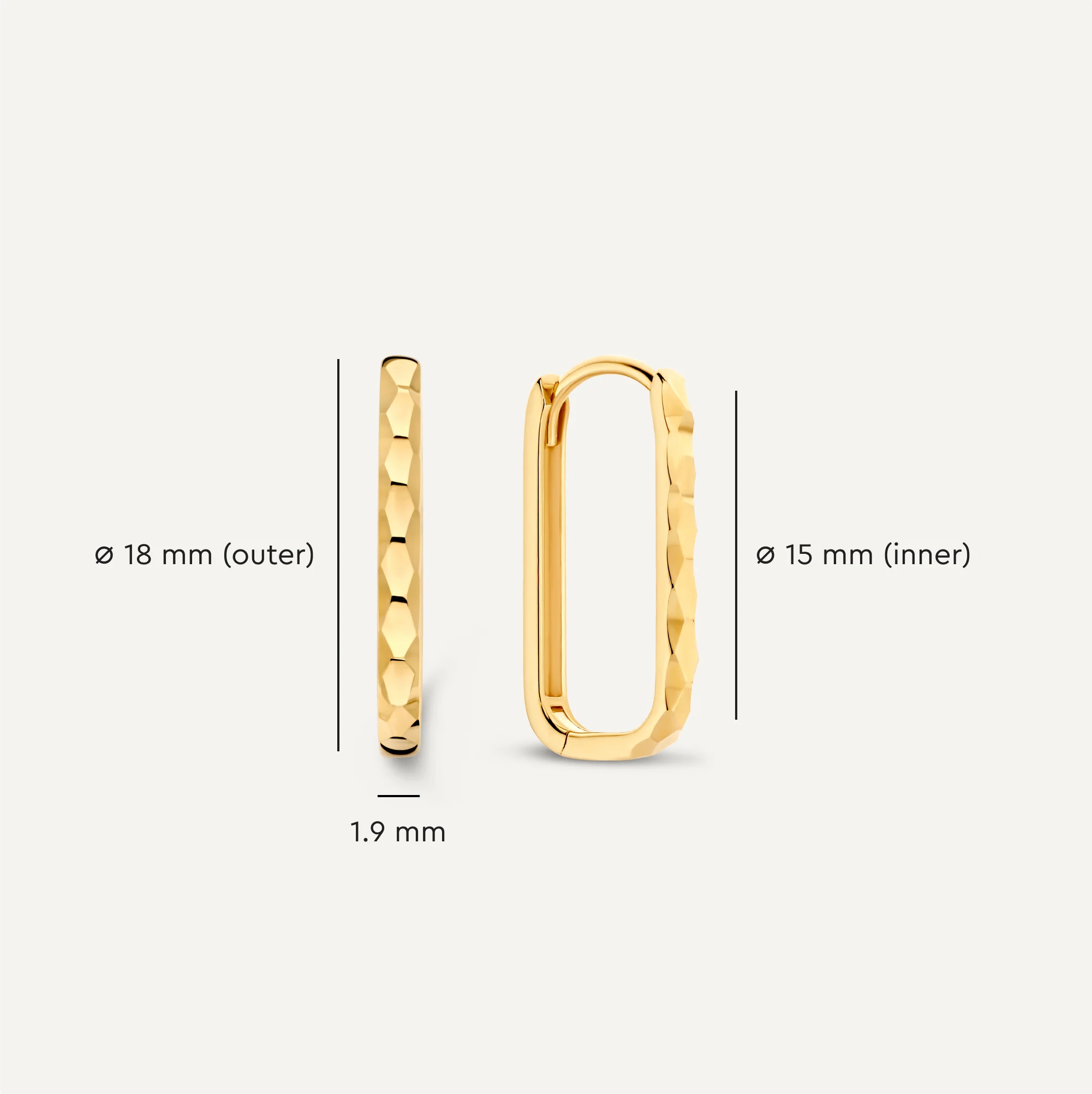 Hammered Medium U Hoops (18mm) - Image 5
