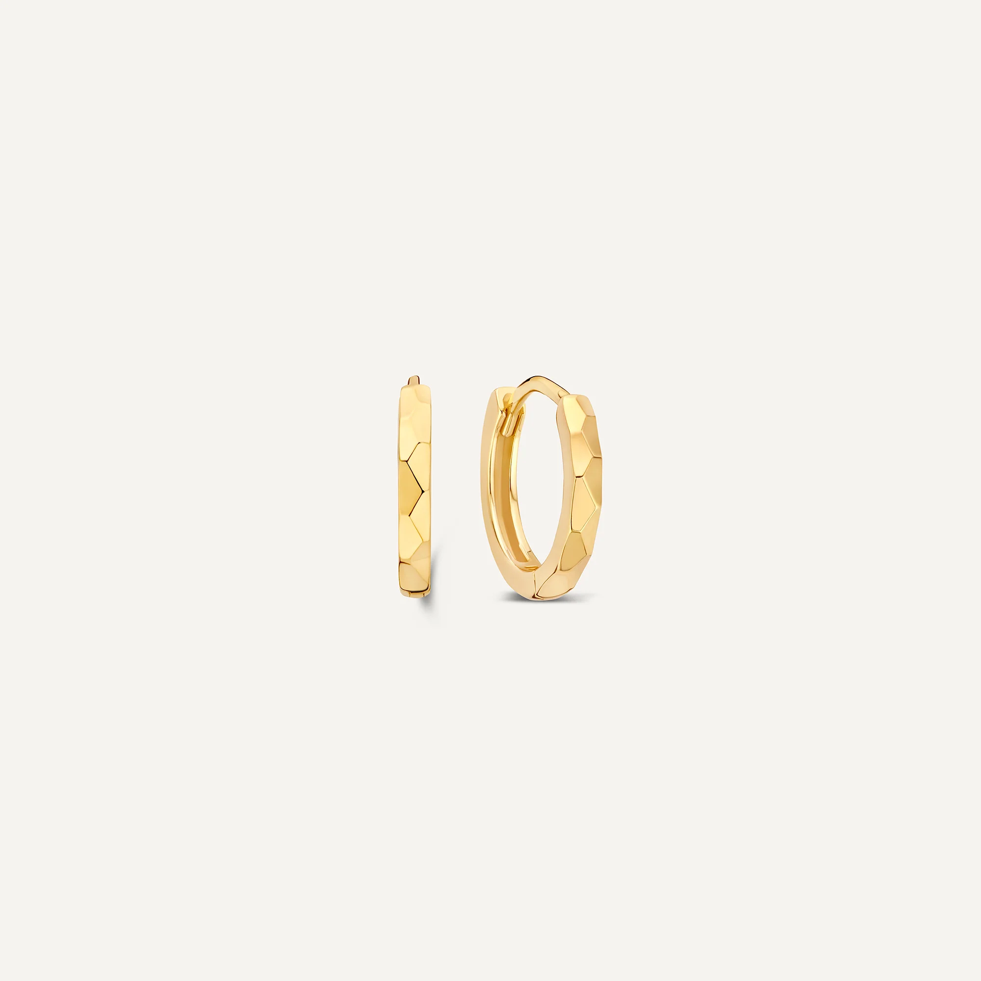 Hammered Small Huggie Hoops (10 mm)