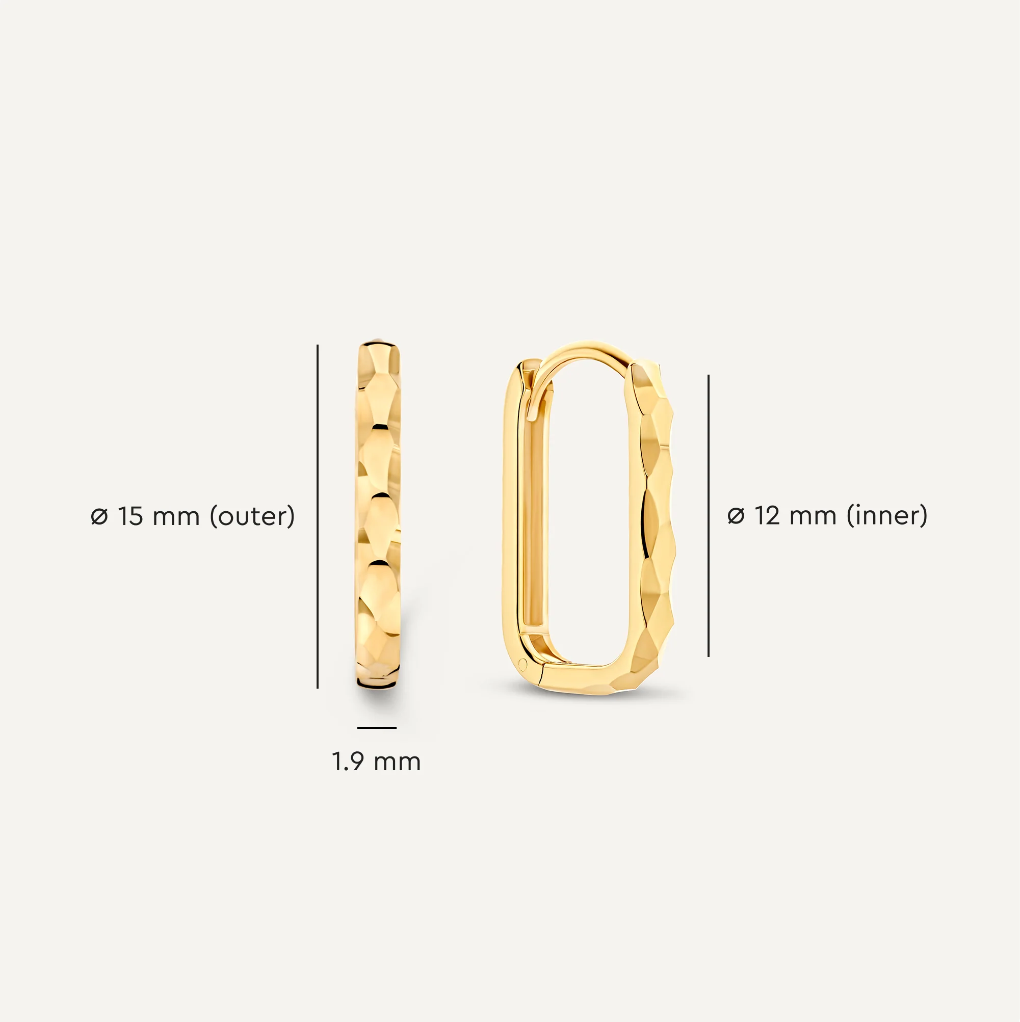 Hammered Small U Hoops (15mm) - Image 7