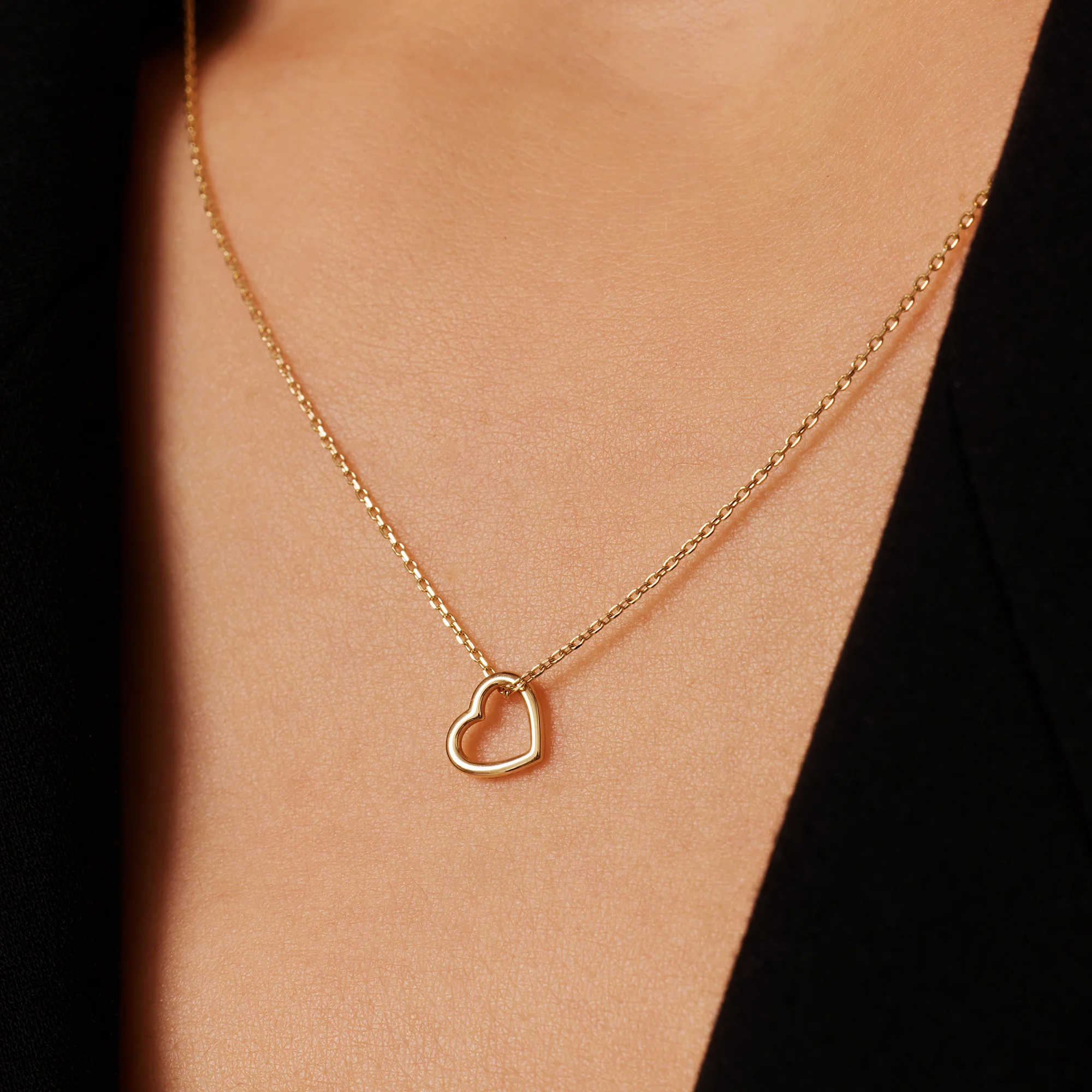 Linked Open Heart Pendant Necklace - Image 3