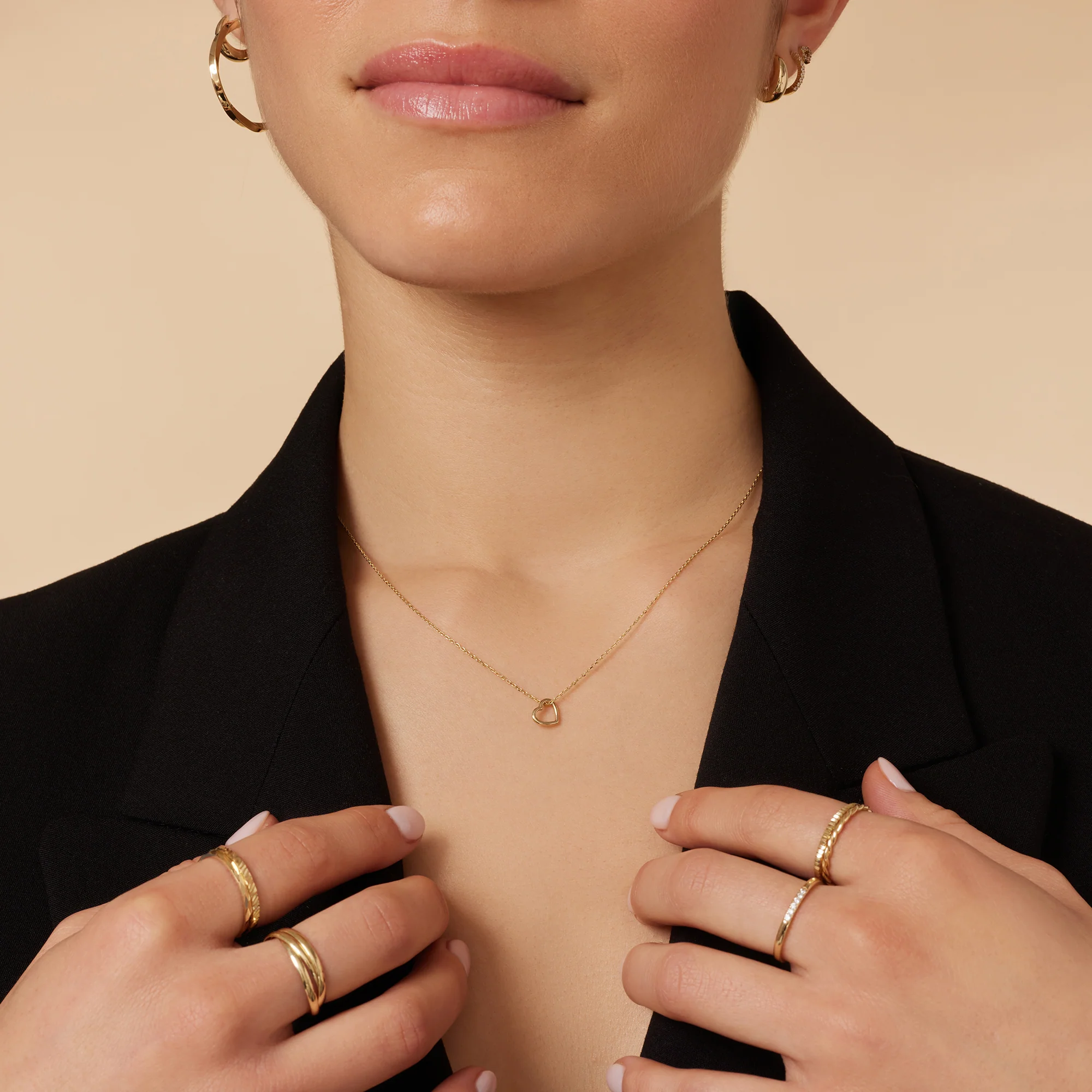 Linked Open Heart Pendant Necklace - Image 4