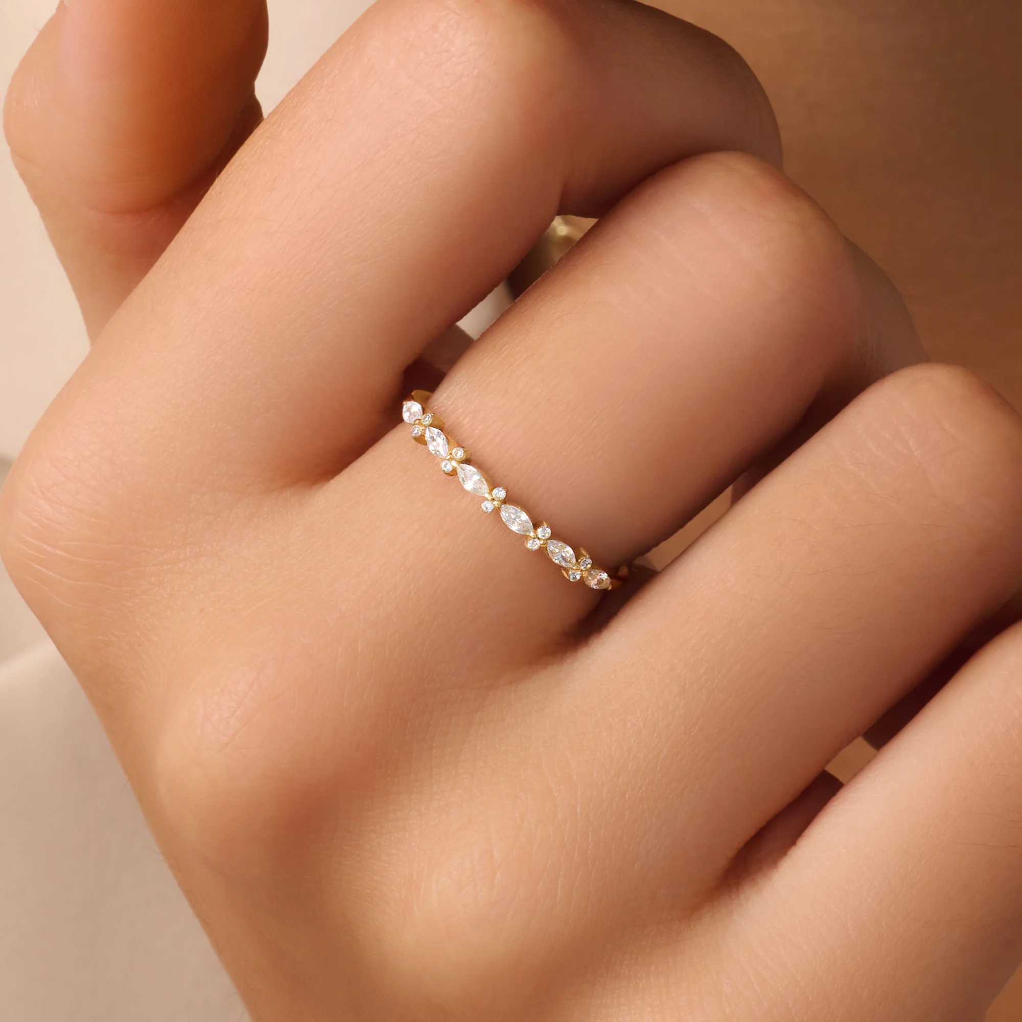 Marquise and Round Cut Cubic Zirconia Ring - Image 2