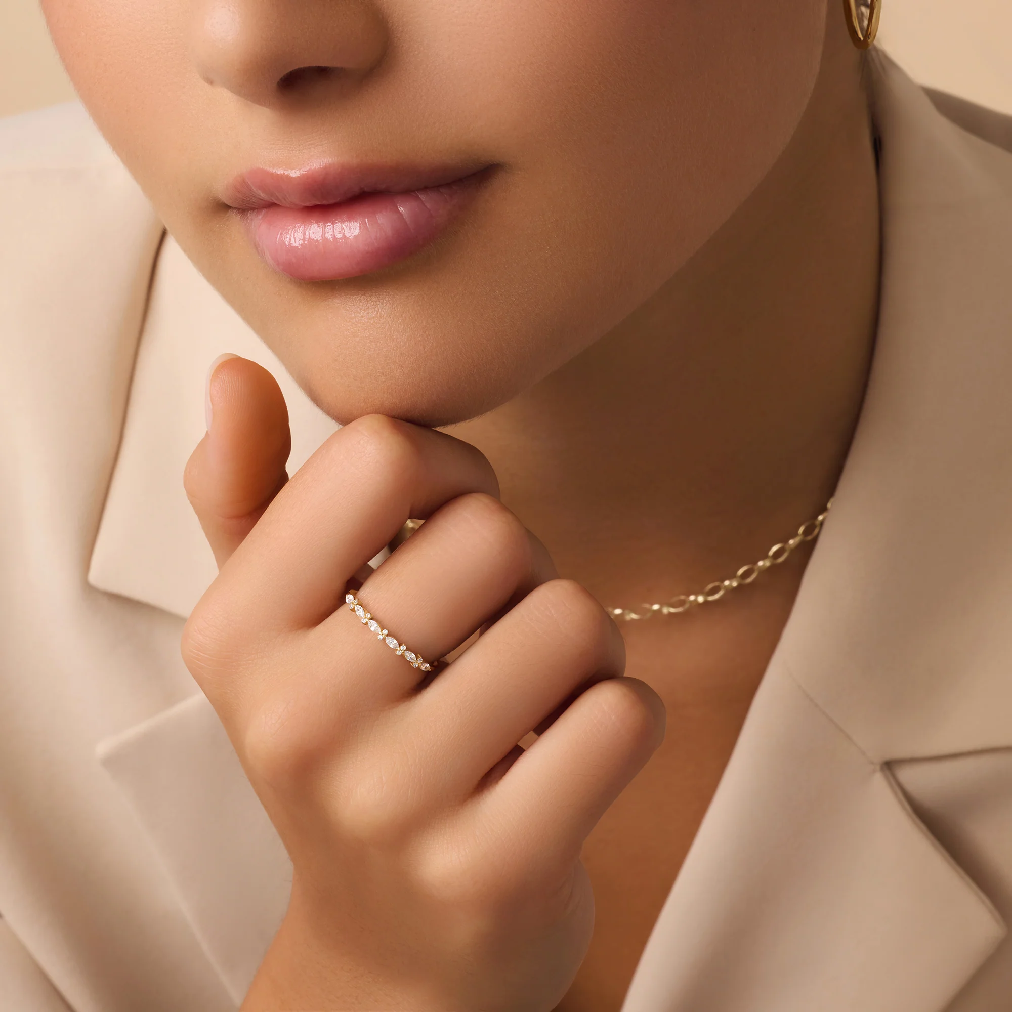 Marquise and Round Cut Cubic Zirconia Ring - Image 3