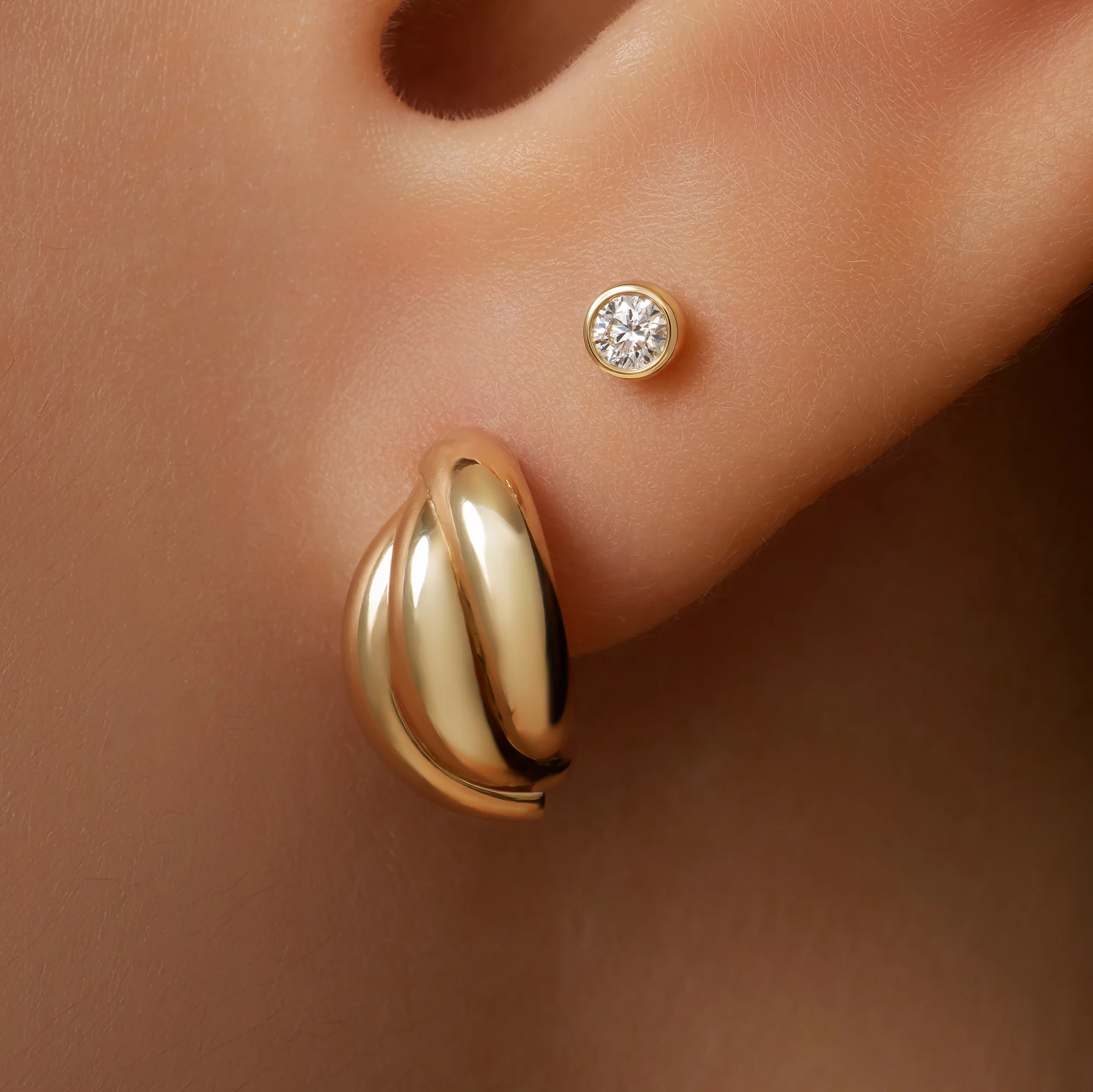Mini Bezel Set Diamond Studs (0.08 ct) - Image 3