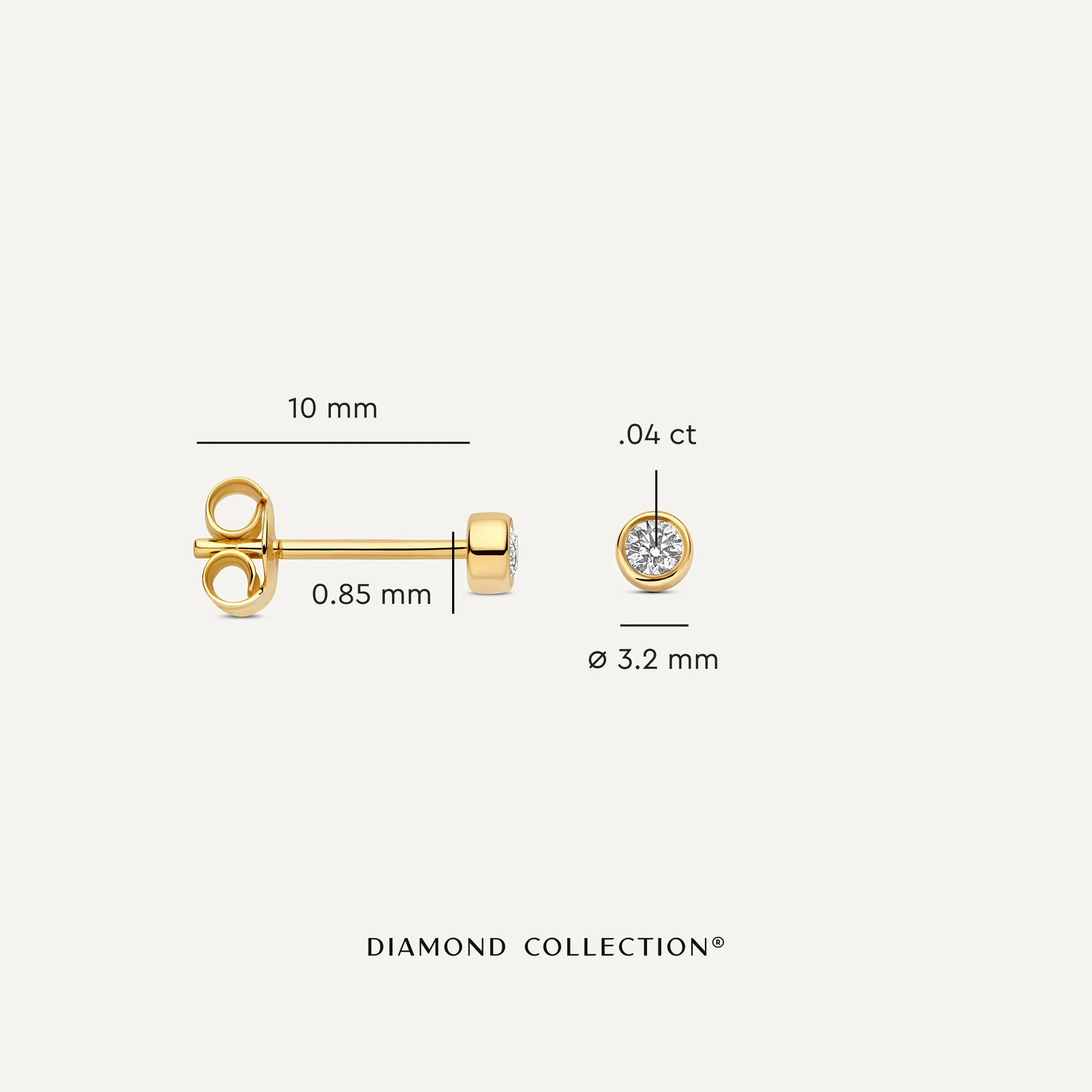 Mini Bezel Set Diamond Studs (0.08 ct) - Image 4