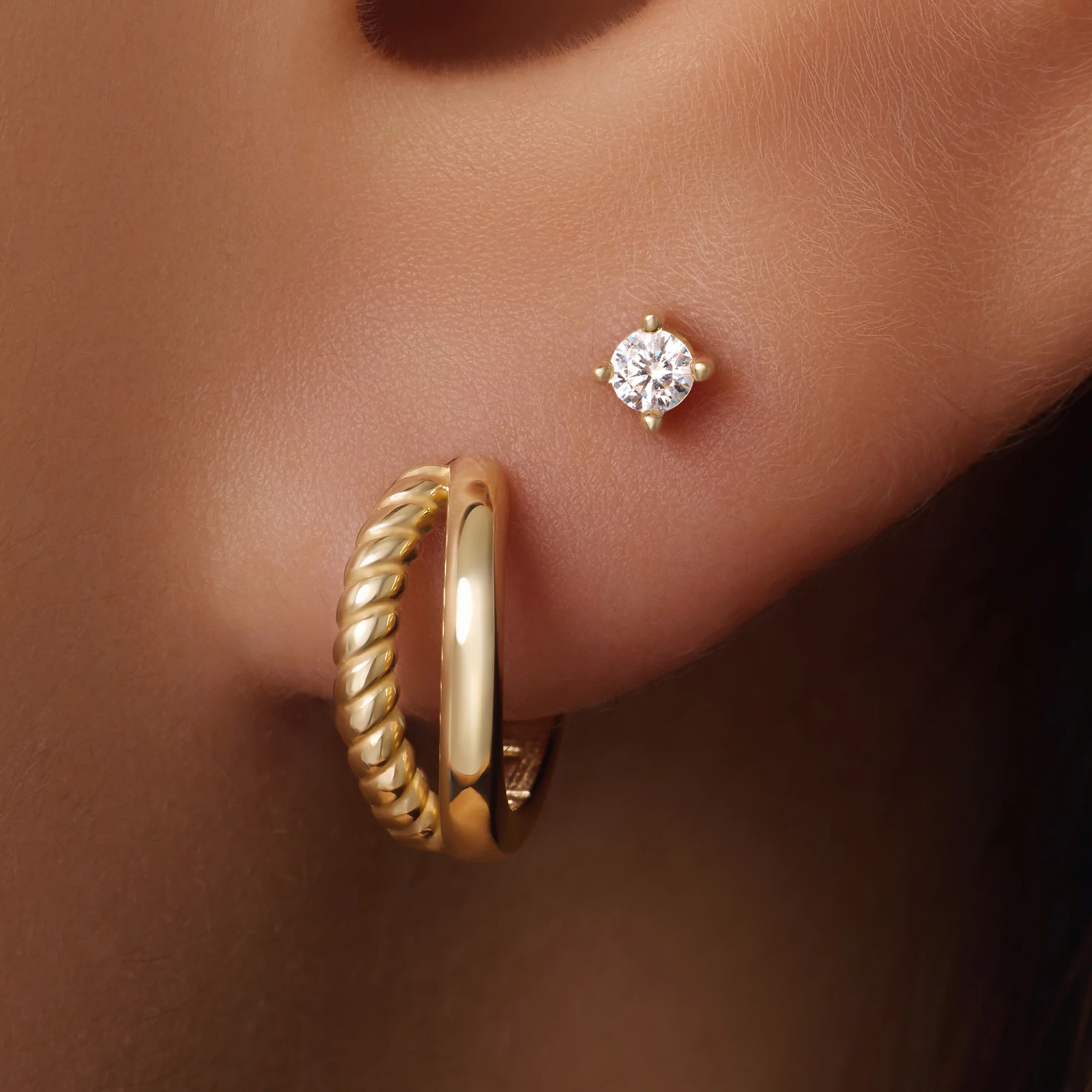 Mini Four Prong Round Cut Cubic Zirconia Studs - Image 3