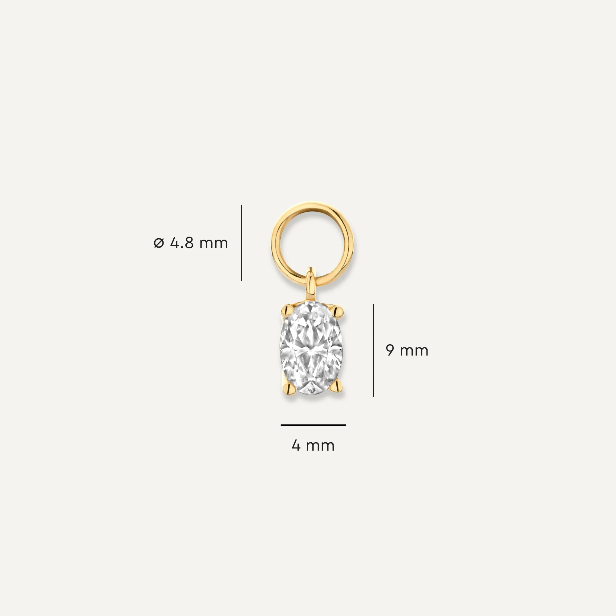 Oval Cut Cubic Zirconia Hoop Charm - Image 8