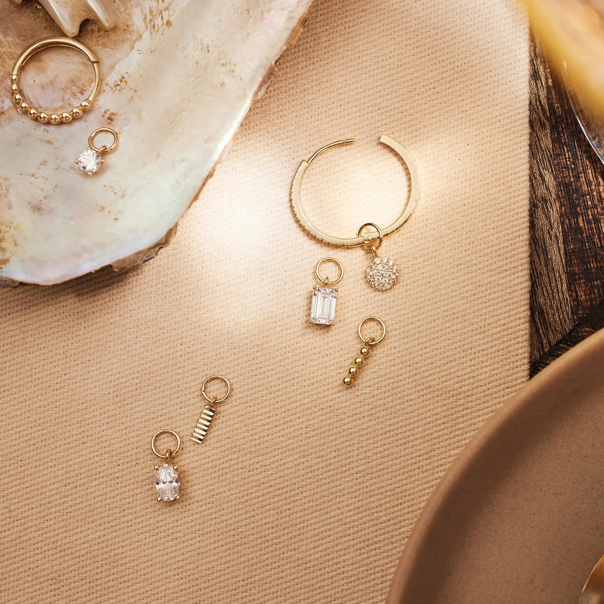 Oval Cut Cubic Zirconia Hoop Charm - Image 9