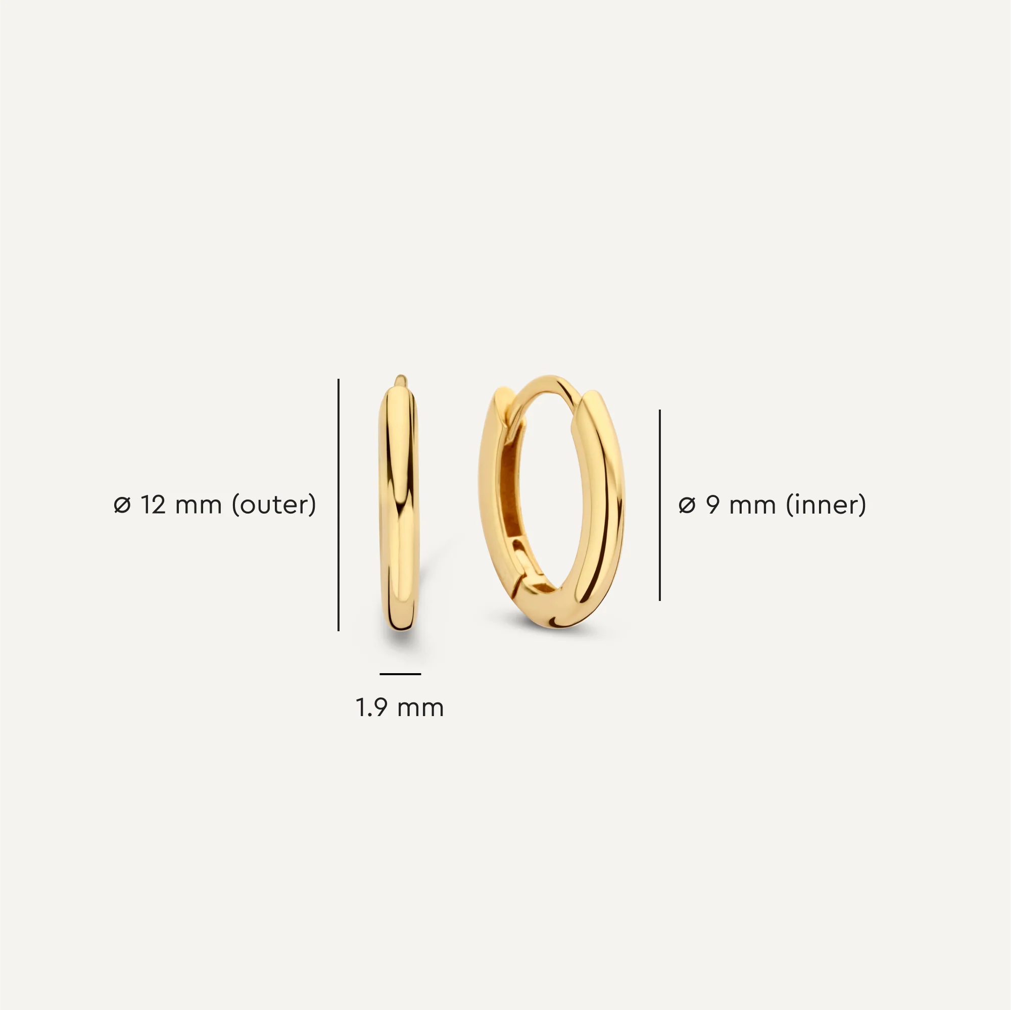 Oval Huggie Hoops (12mm) - Image 6