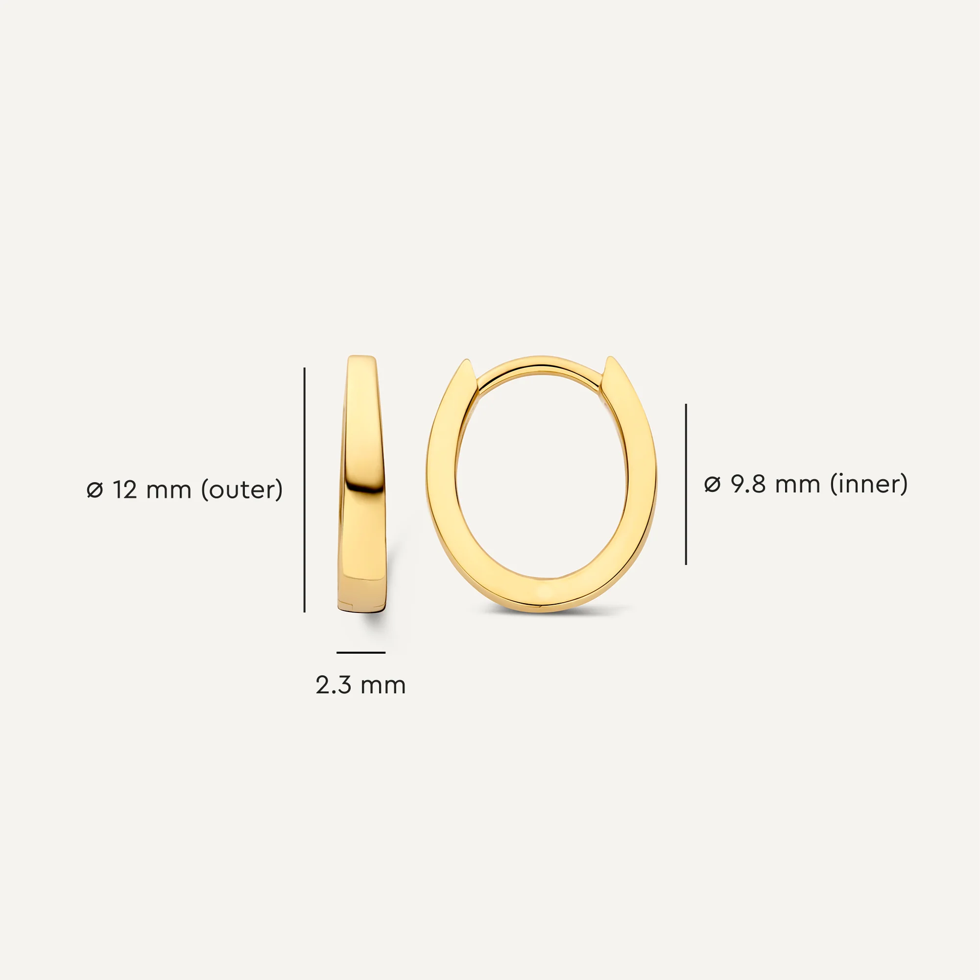 Oval Tapered Huggie Hoops (12 mm) - Image 6