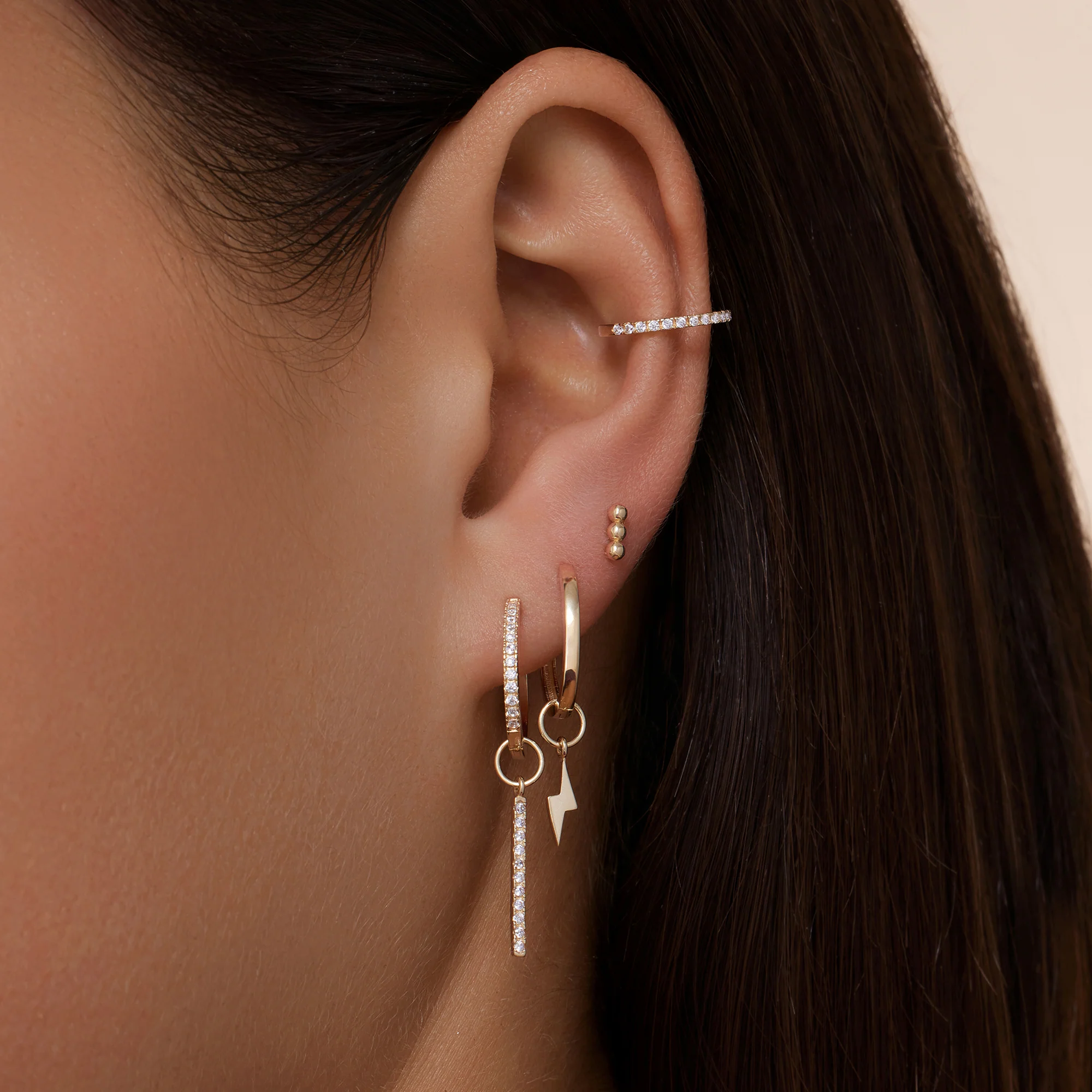 Pavé Cubic Zirconia Bar Hoop Charm - Image 2