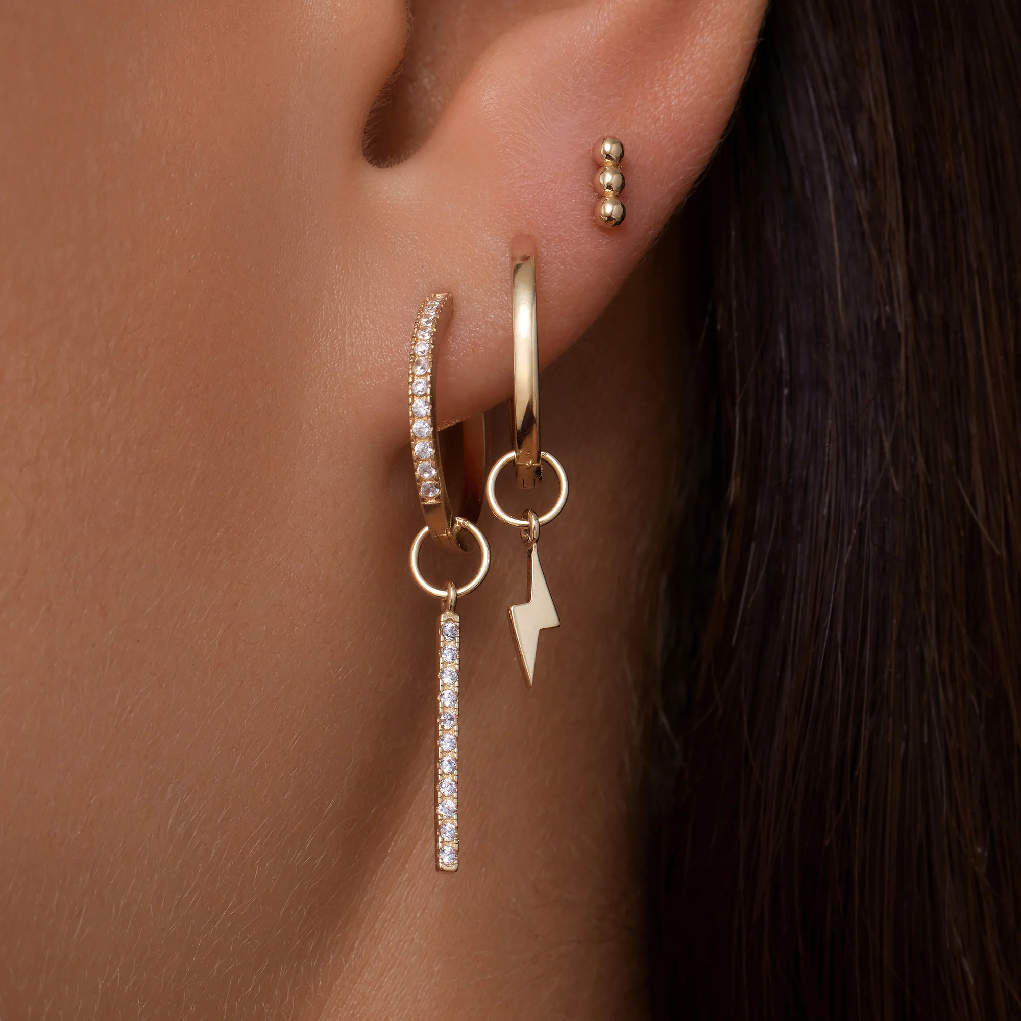 Pavé Cubic Zirconia Bar Hoop Charm - Image 3