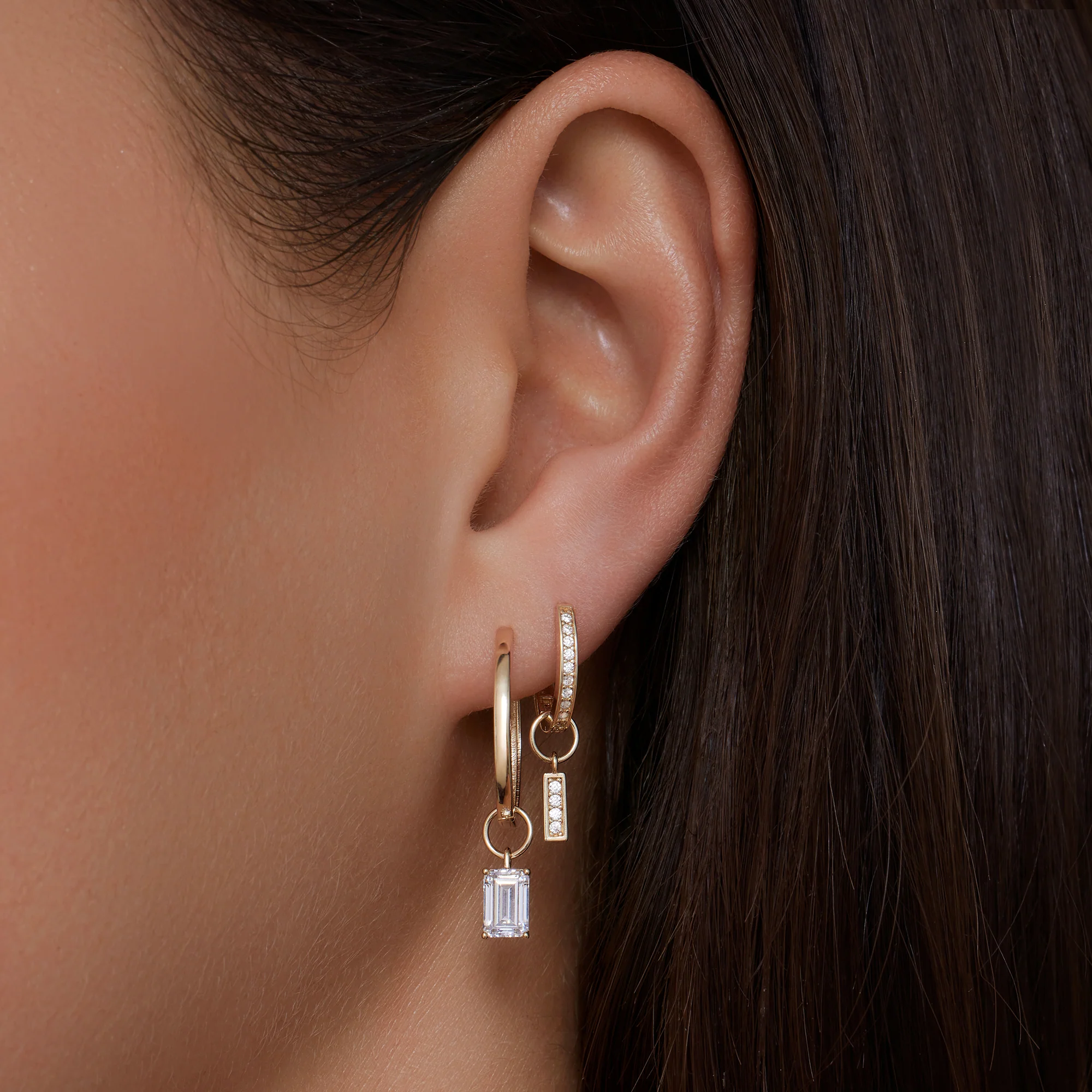 Pavé Cubic Zirconia Bold Bar Hoop Charm - Image 2