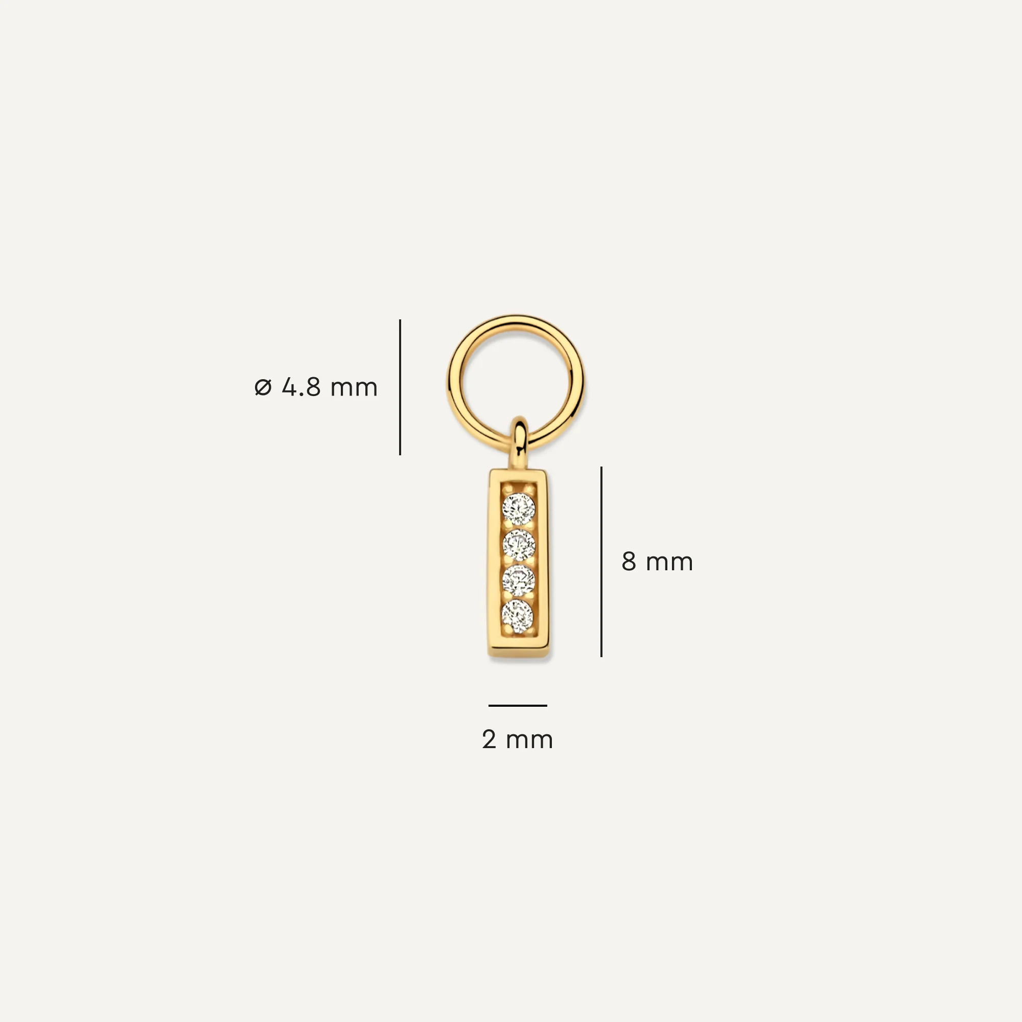 Pavé Cubic Zirconia Bold Bar Hoop Charm - Image 7