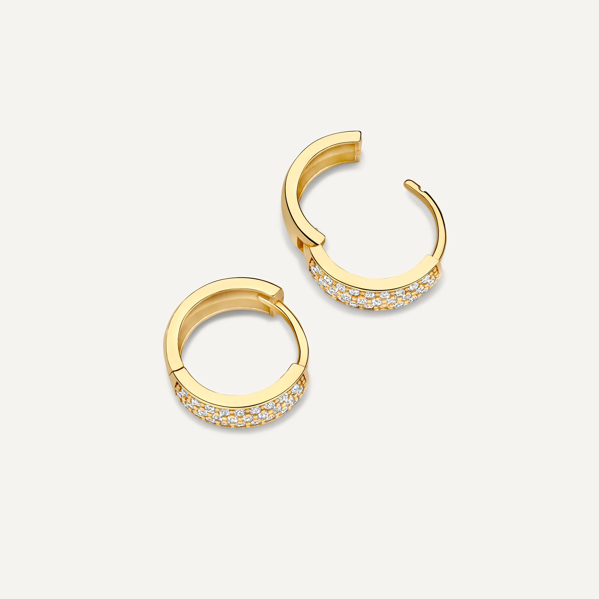 Pavé Cubic Zirconia Bold Huggie Hoops (12mm) - Image 6
