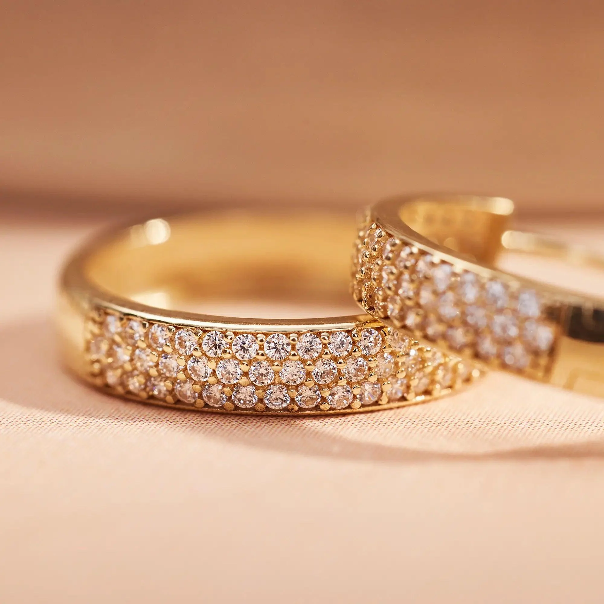 Pavé Cubic Zirconia Bold Medium Hoops (18mm) - Image 4