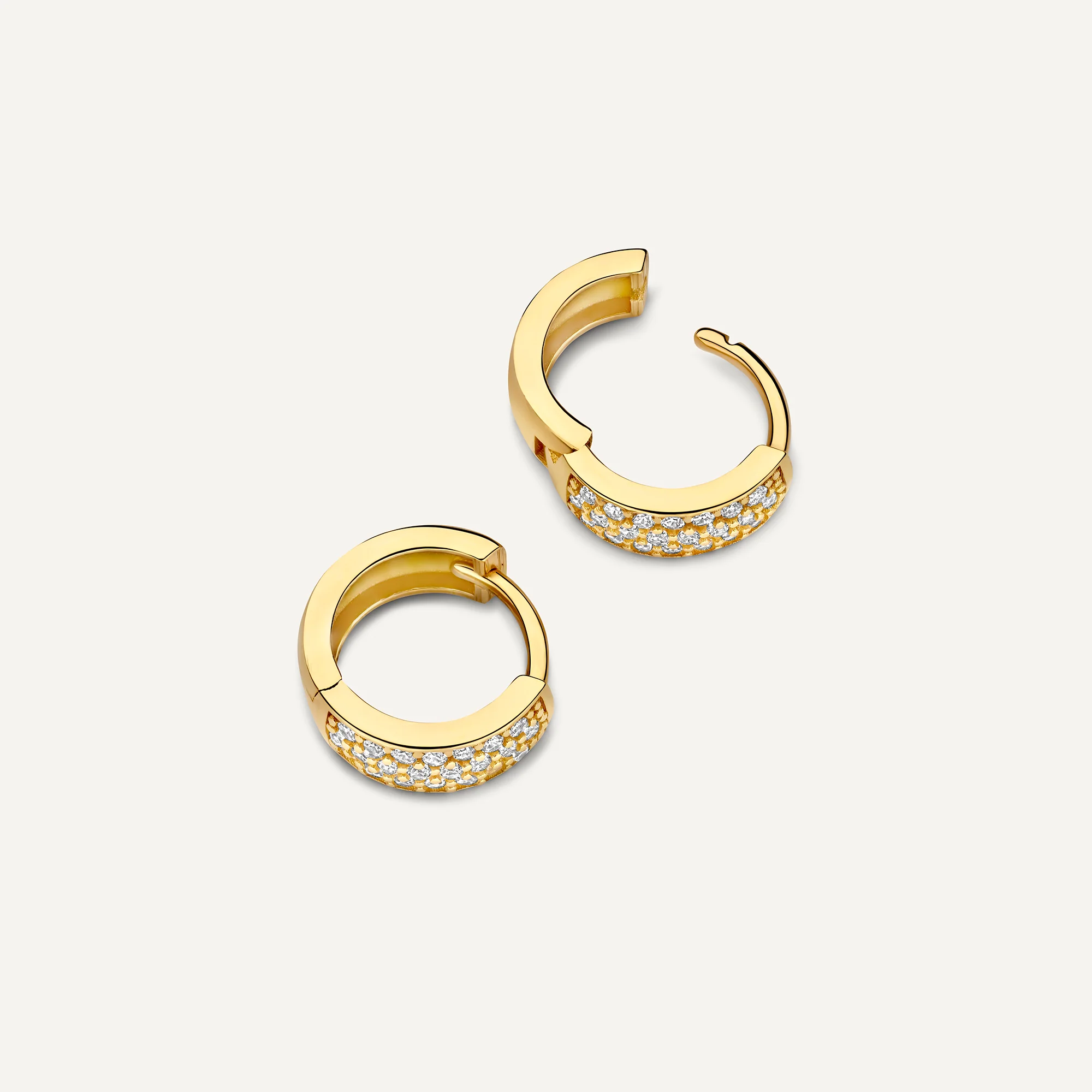 Pavé Cubic Zirconia Bold Small Huggie Hoops (10mm) - Image 5