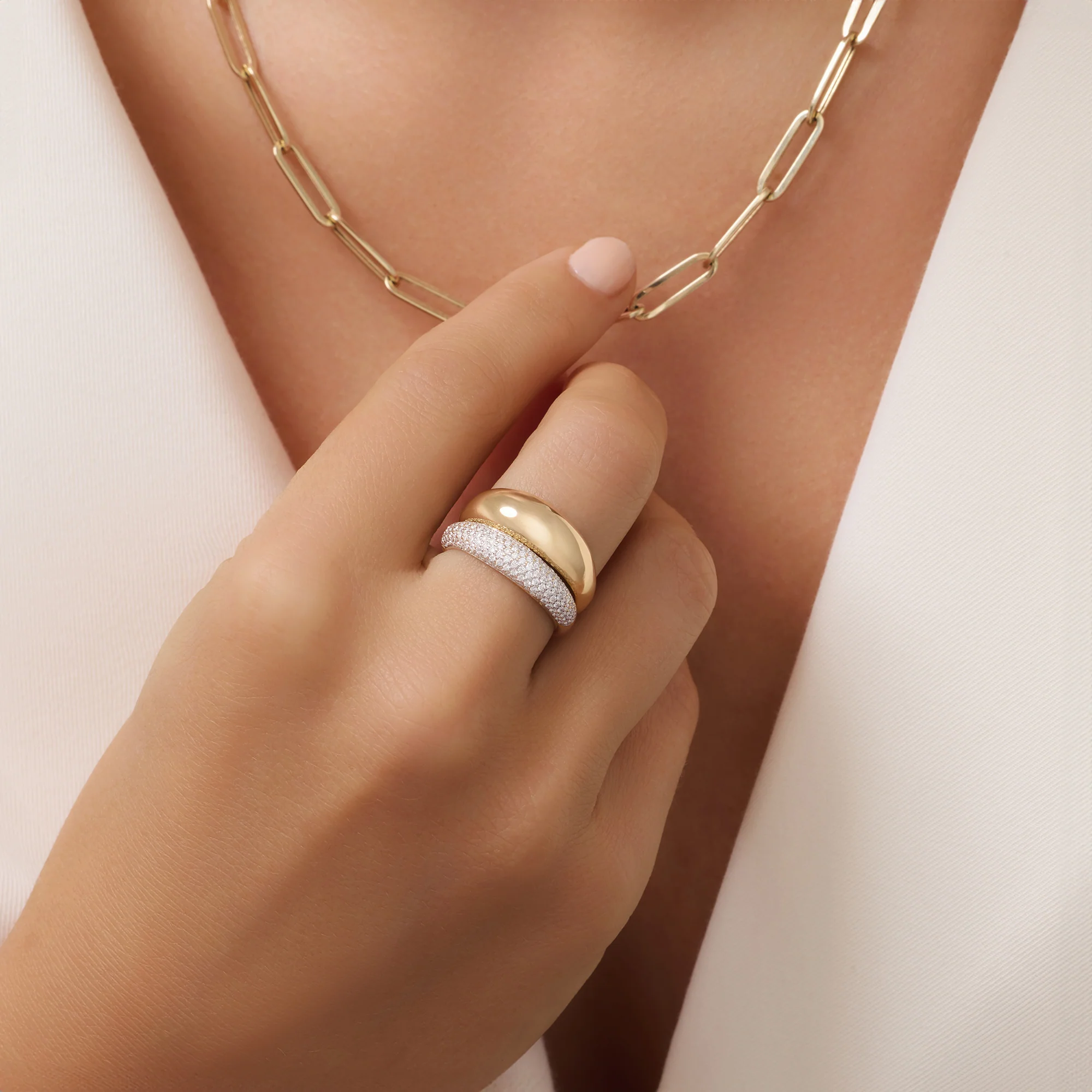 Pavé Cubic Zirconia Dome Ring - Image 3