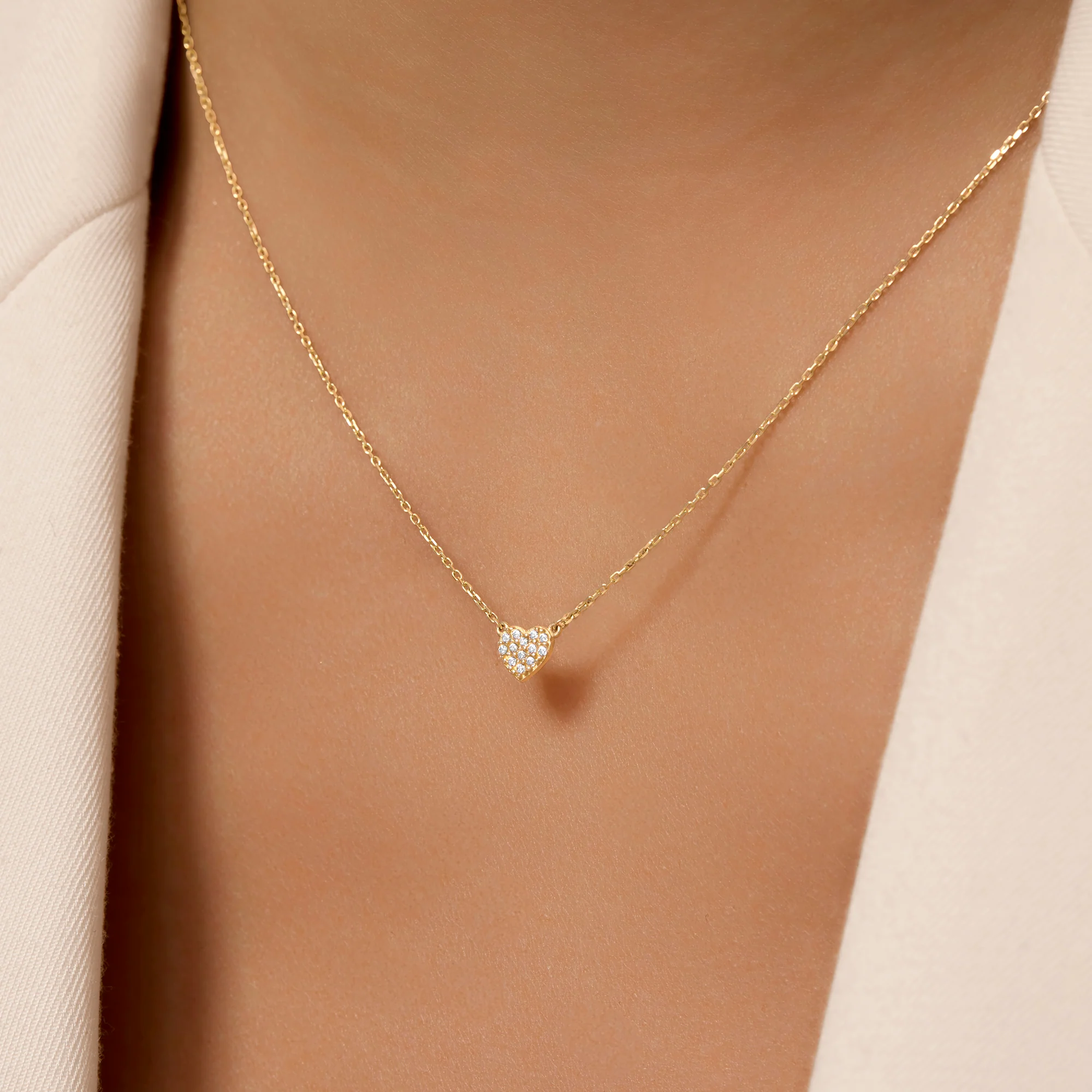 Pavé Cubic Zirconia Heart Pendant Necklace - Image 3