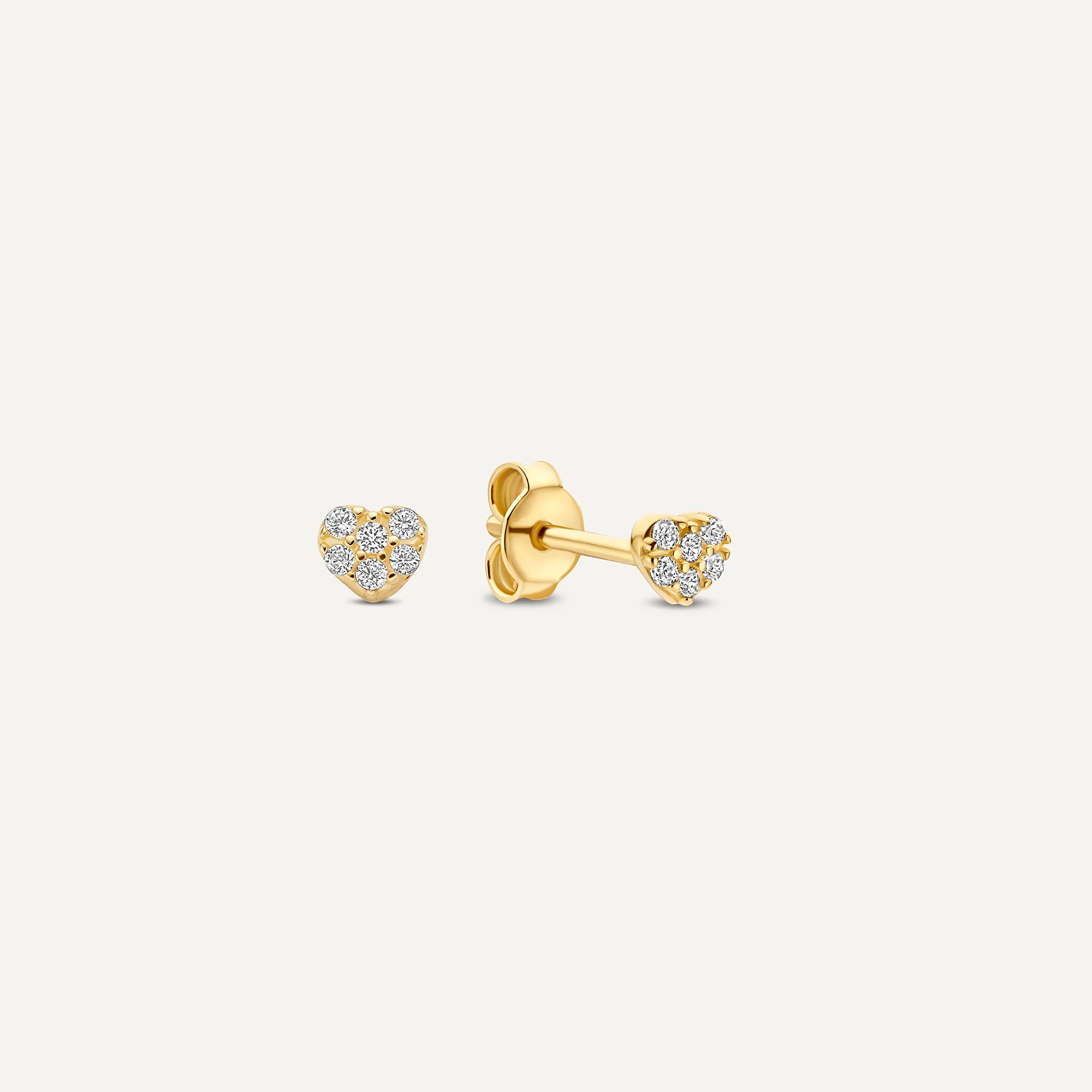 Pavé Cubic Zirconia Heart Studs
