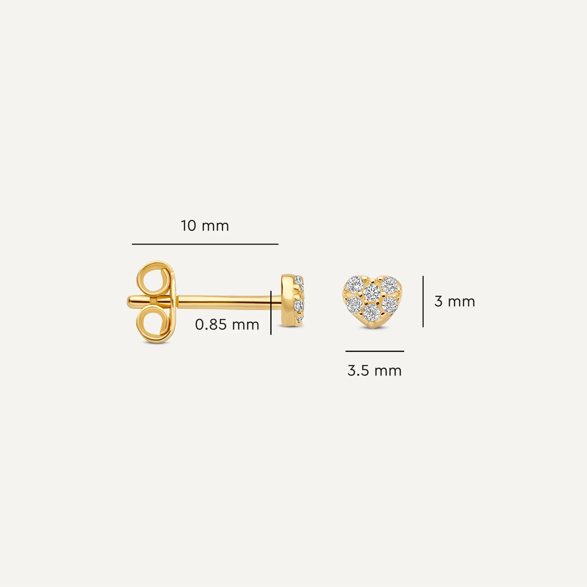 Pavé Cubic Zirconia Heart Studs - Image 4