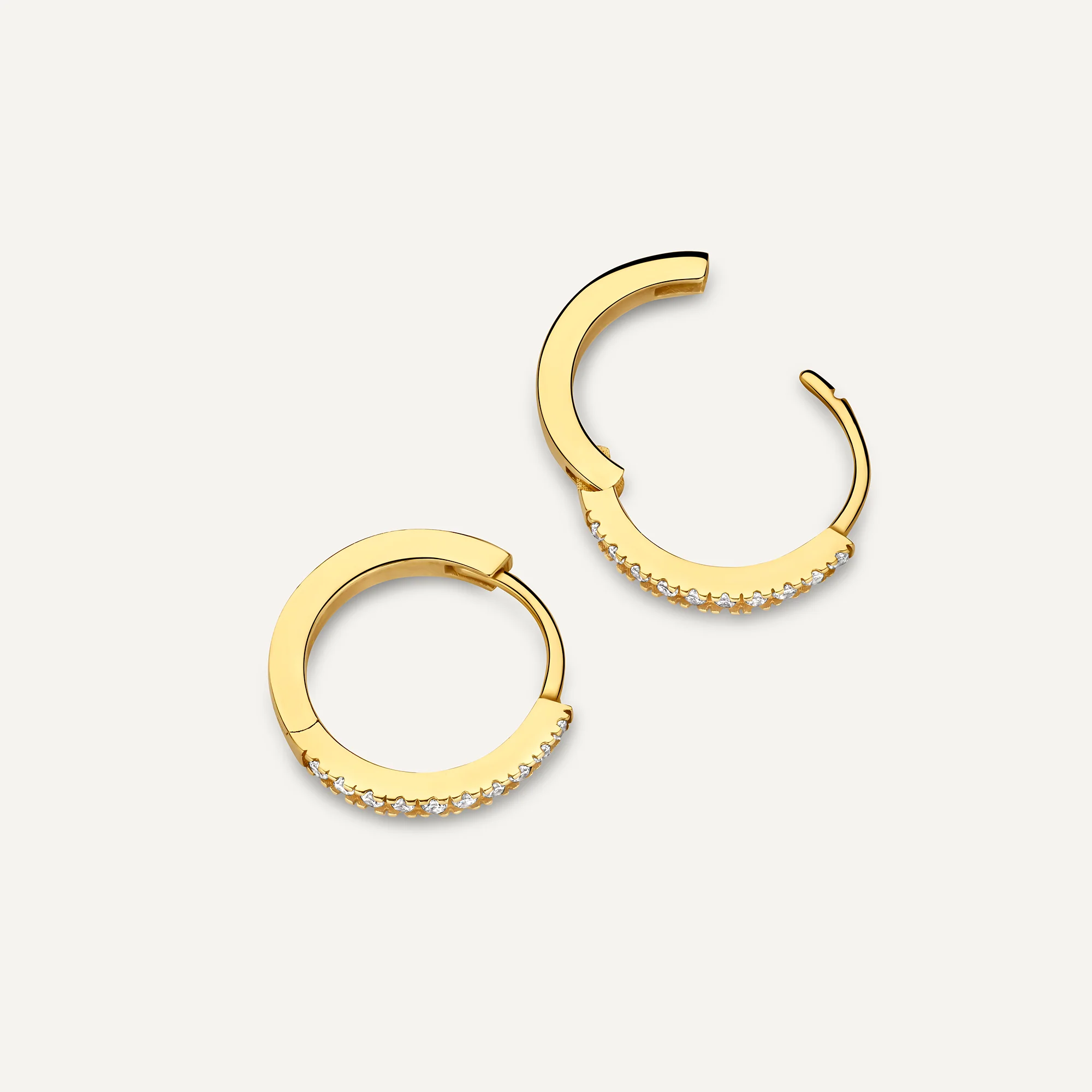 Pavé Cubic Zirconia Huggie Hoops (12mm) - Image 5