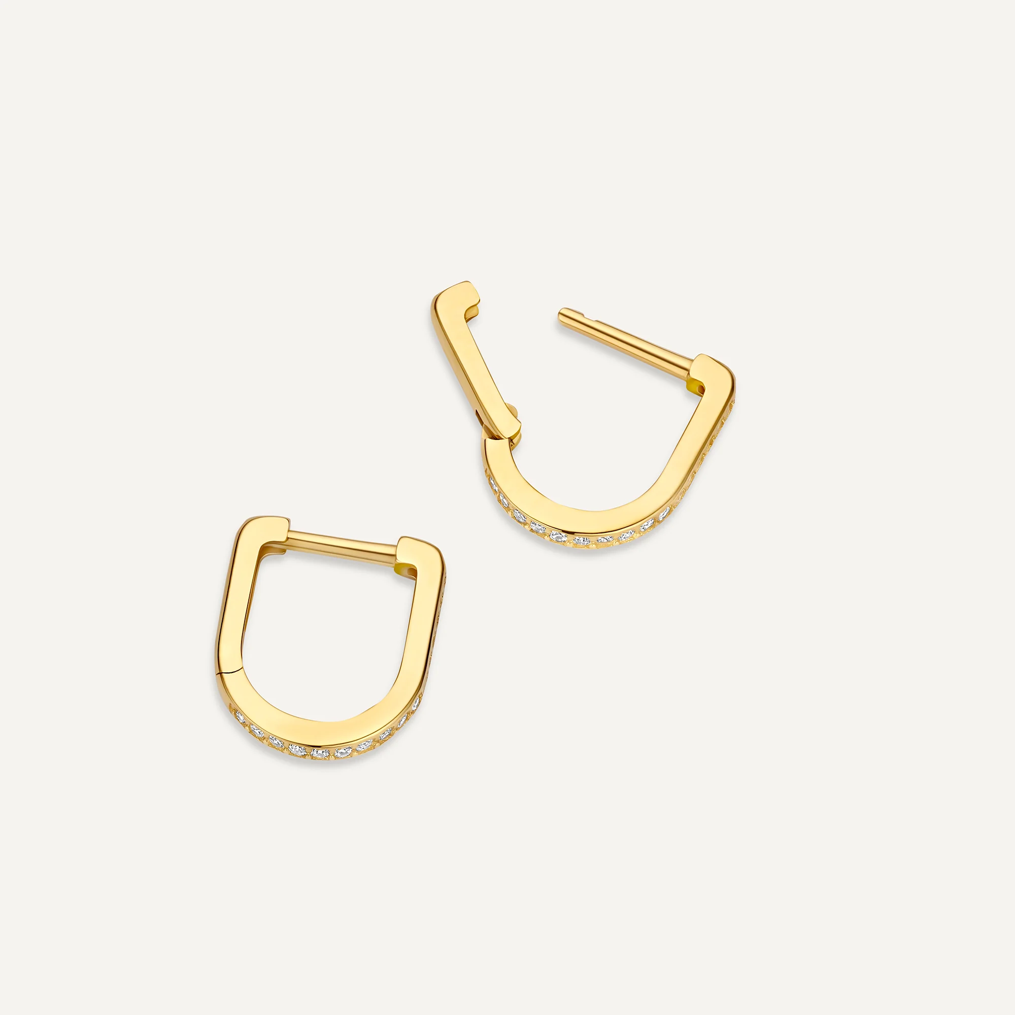 Pavé Cubic Zirconia Huggie U Hoops (12mm) - Image 5
