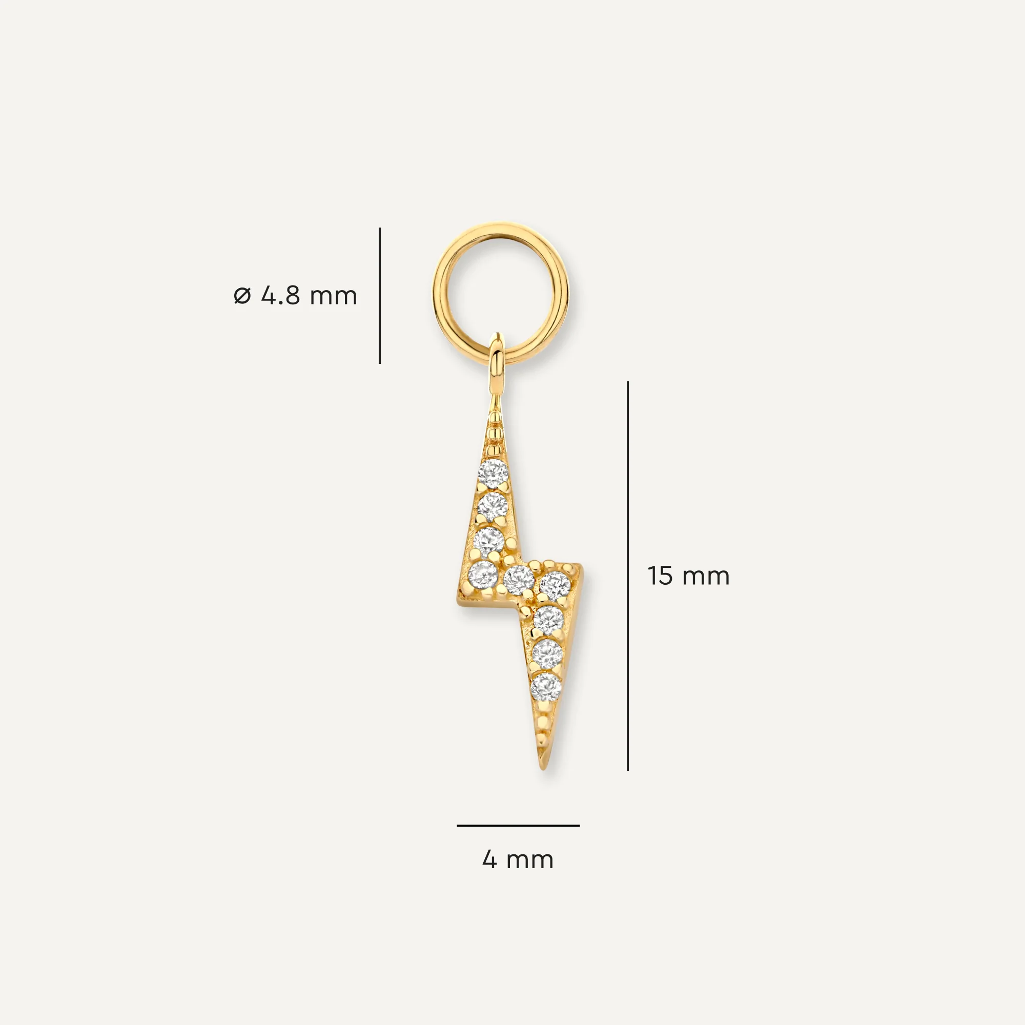 Pavé Cubic Zirconia Lightning Bolt Hoop Charm - Image 6