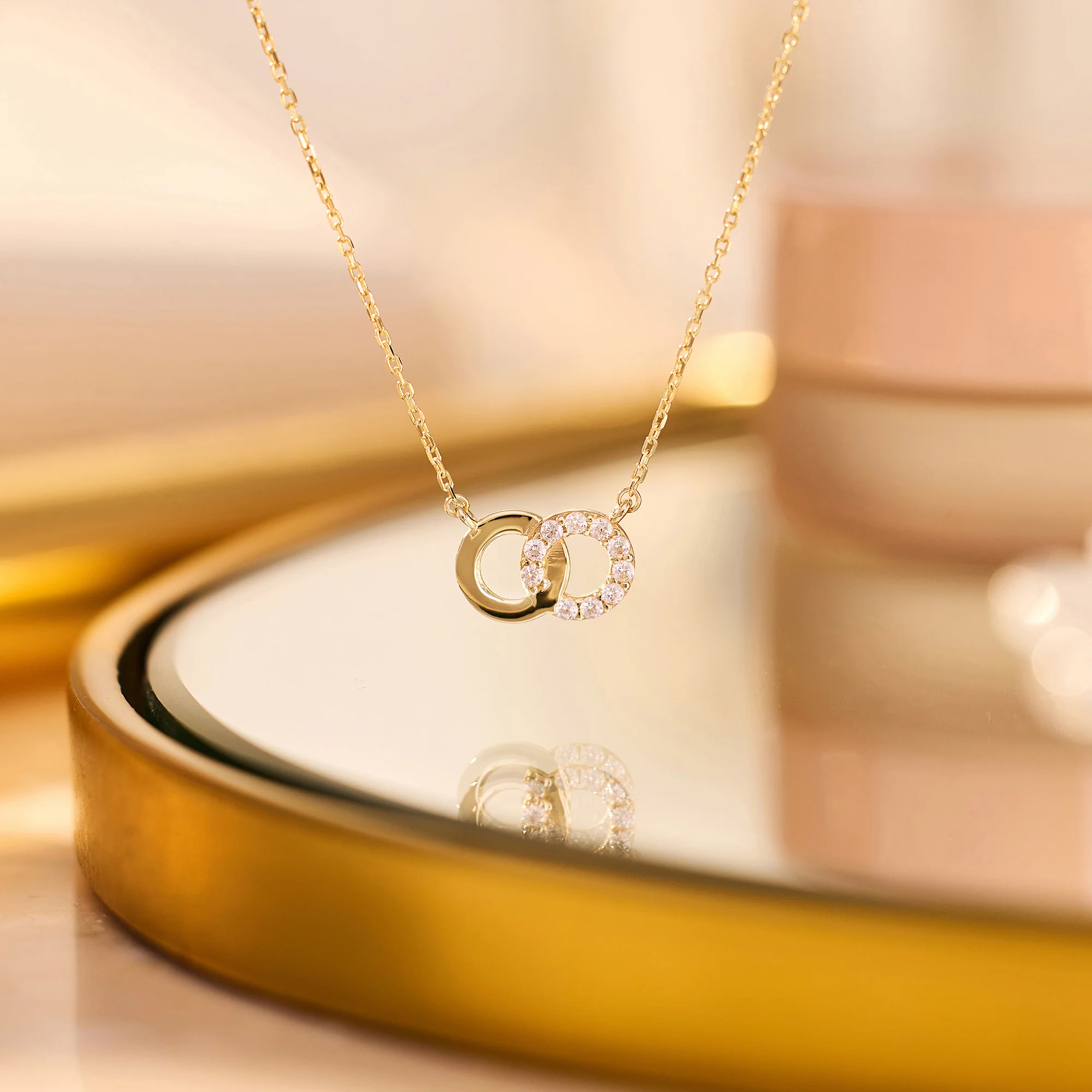 Pavé Cubic Zirconia Linked Infinity Pendant Necklace - Image 5