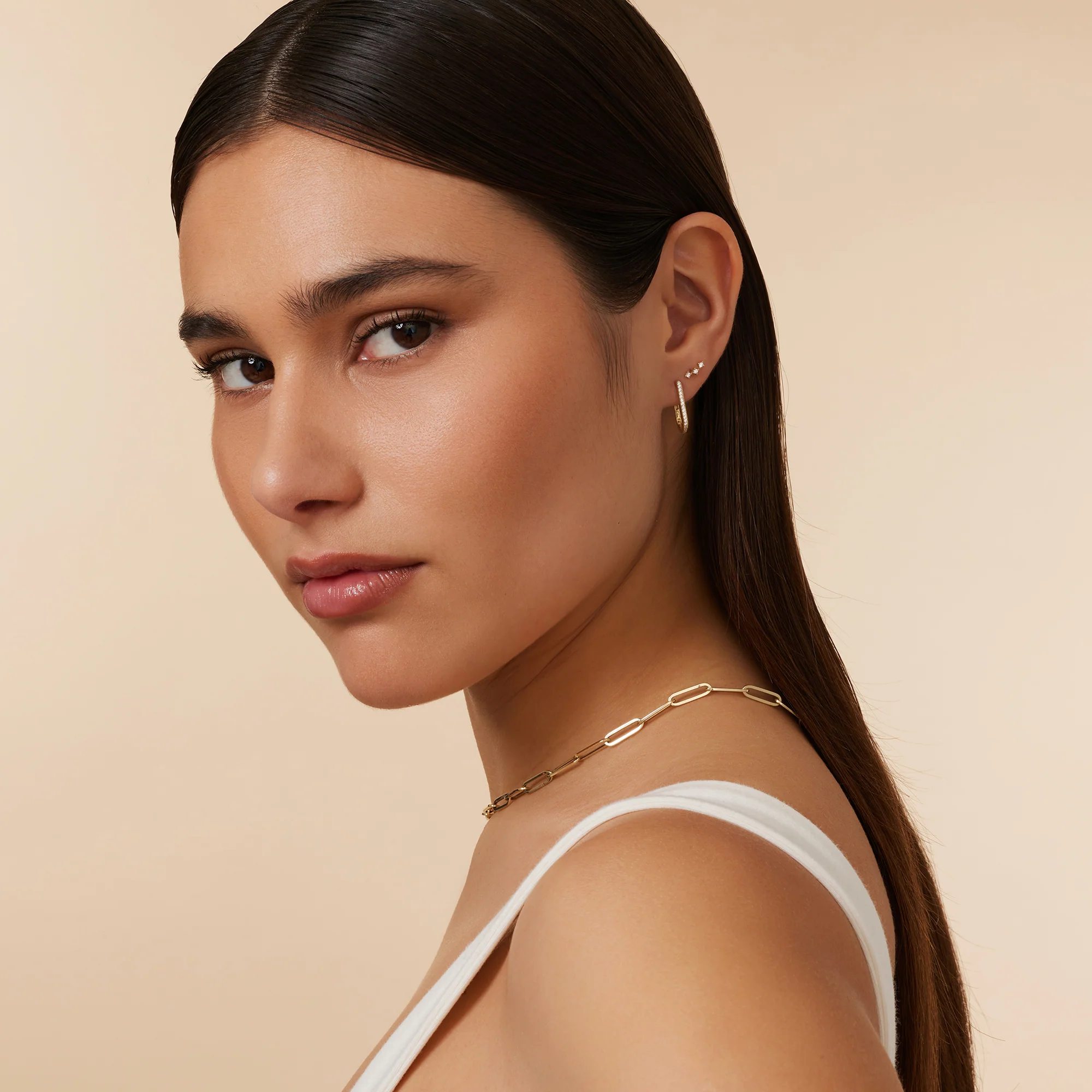 Pavé Cubic Zirconia Medium U Hoops (18mm) - Image 5