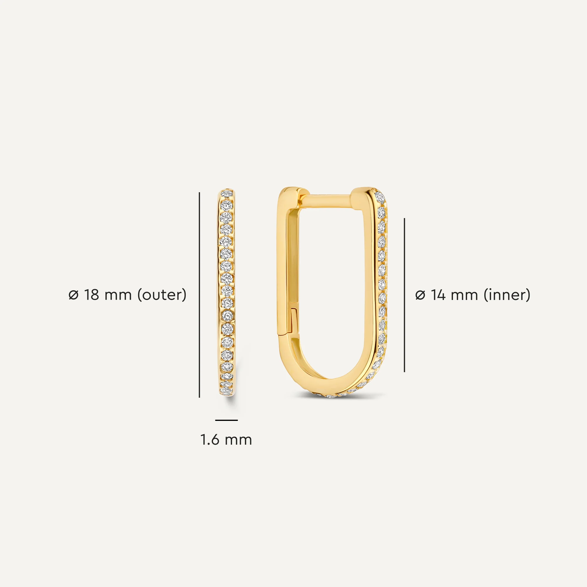 Pavé Cubic Zirconia Medium U Hoops (18mm) - Image 6