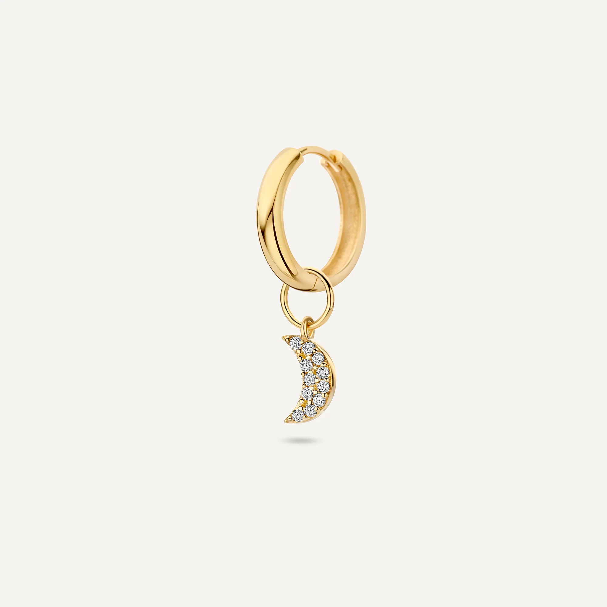 Pavé Cubic Zirconia Moon Hoop Charm - Image 4