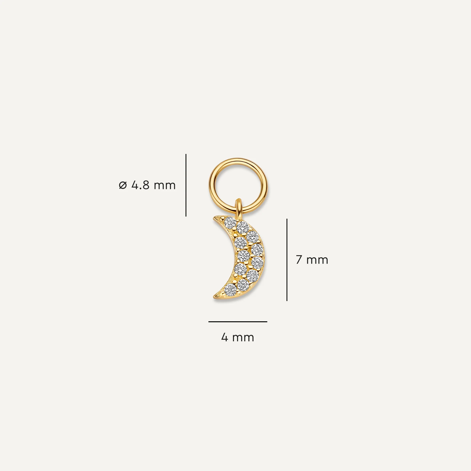 Pavé Cubic Zirconia Moon Hoop Charm - Image 5