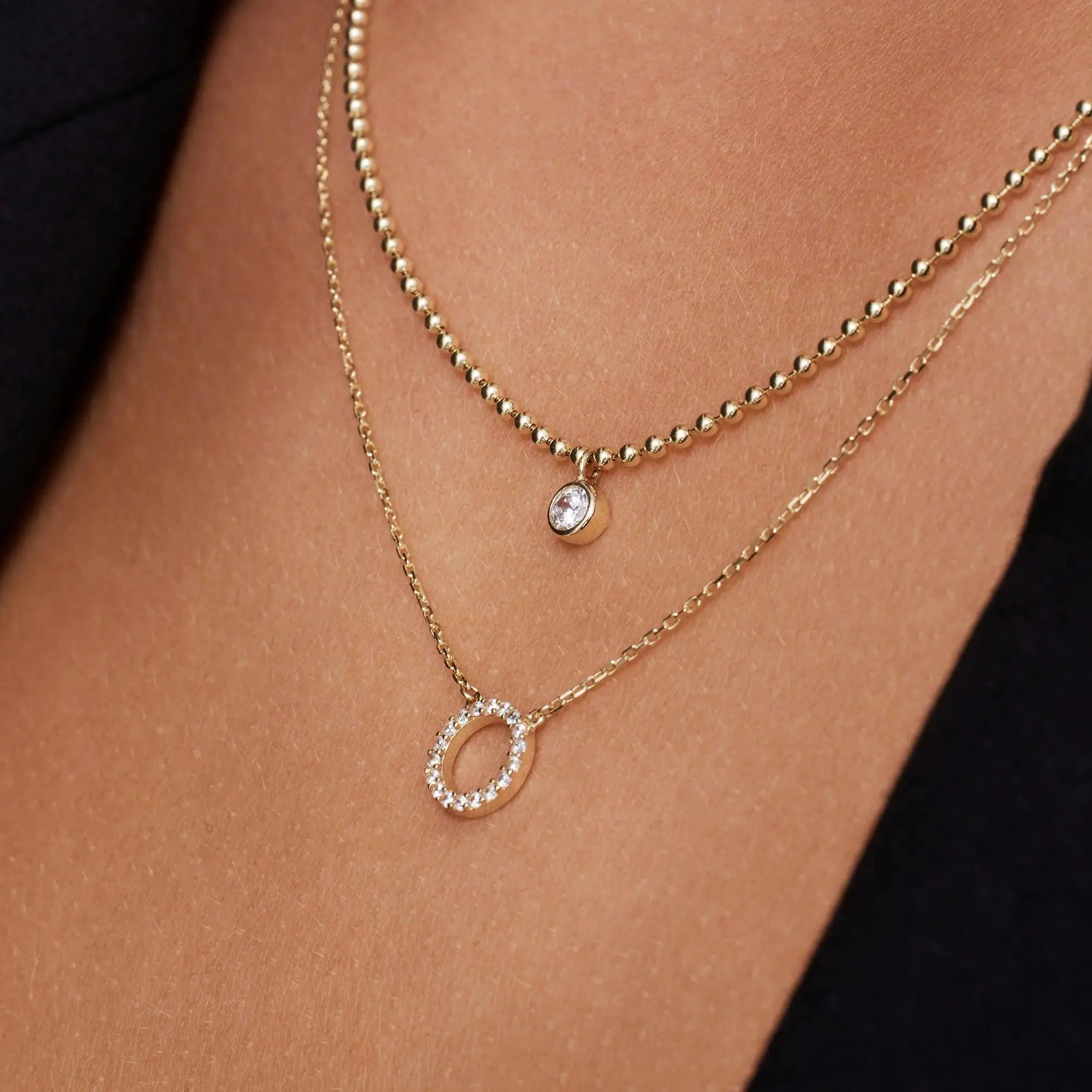 Pavé Cubic Zirconia Open Halo Pendant Necklace - Image 3
