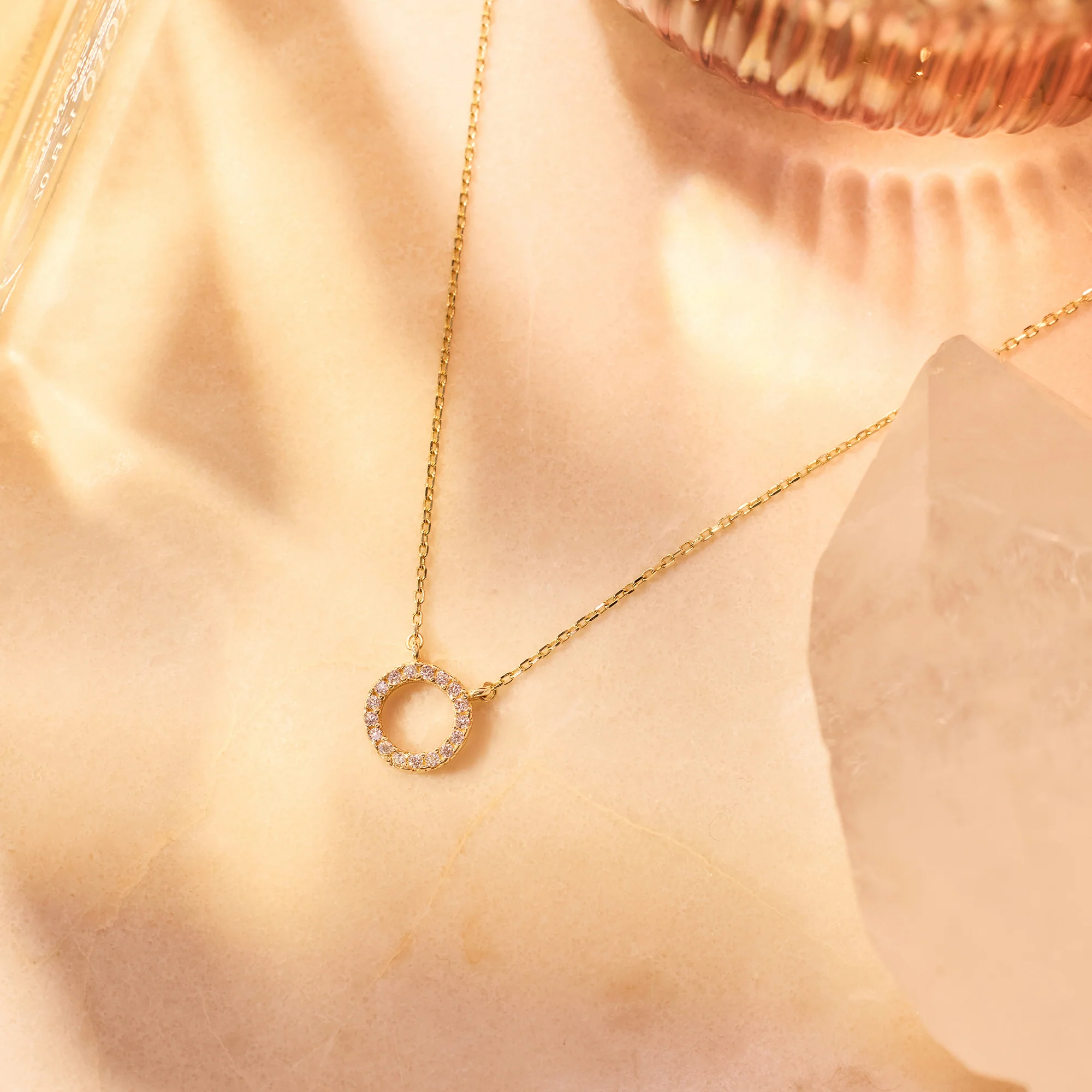 Pavé Cubic Zirconia Open Halo Pendant Necklace - Image 5