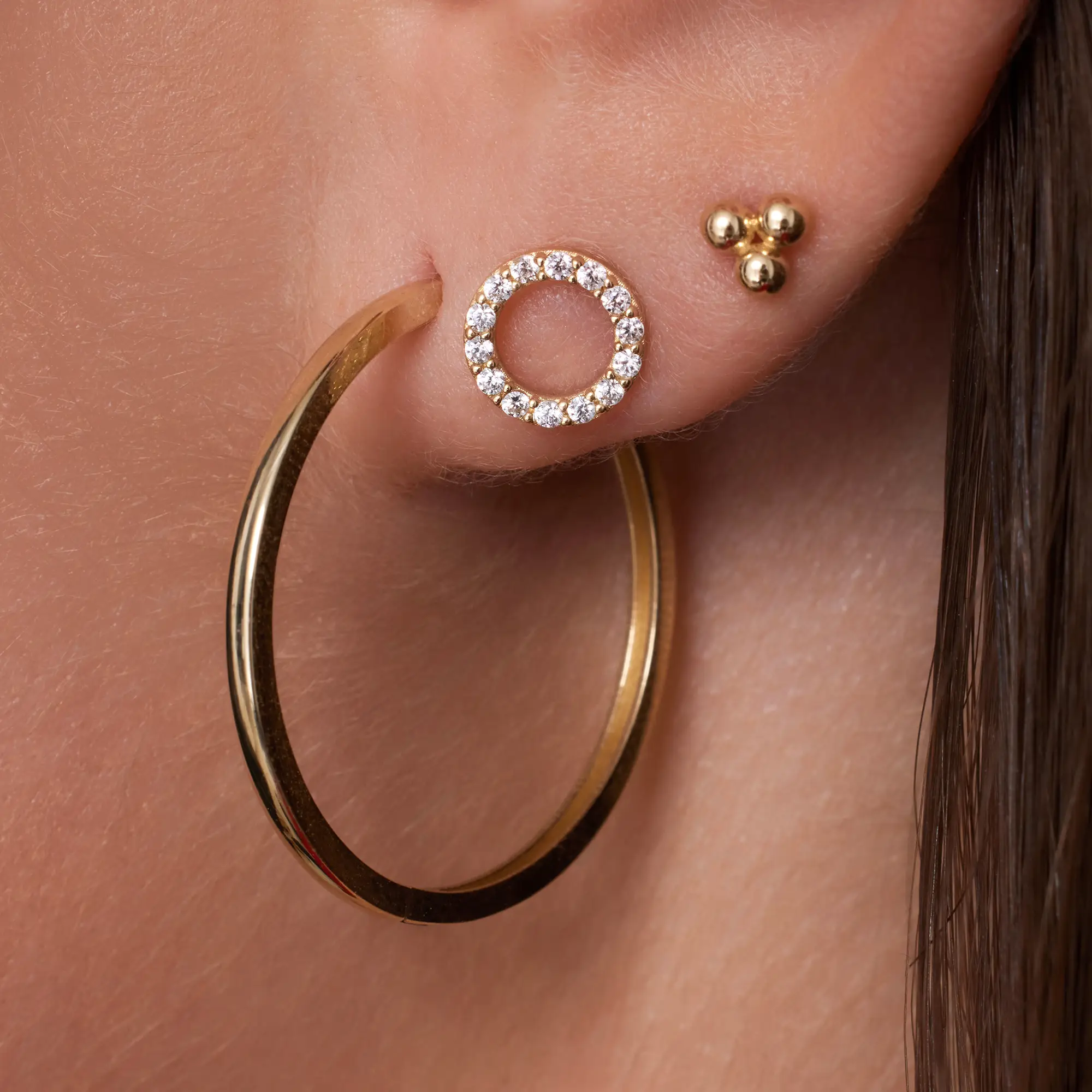 Pavé Cubic Zirconia Open Halo Studs - Image 3