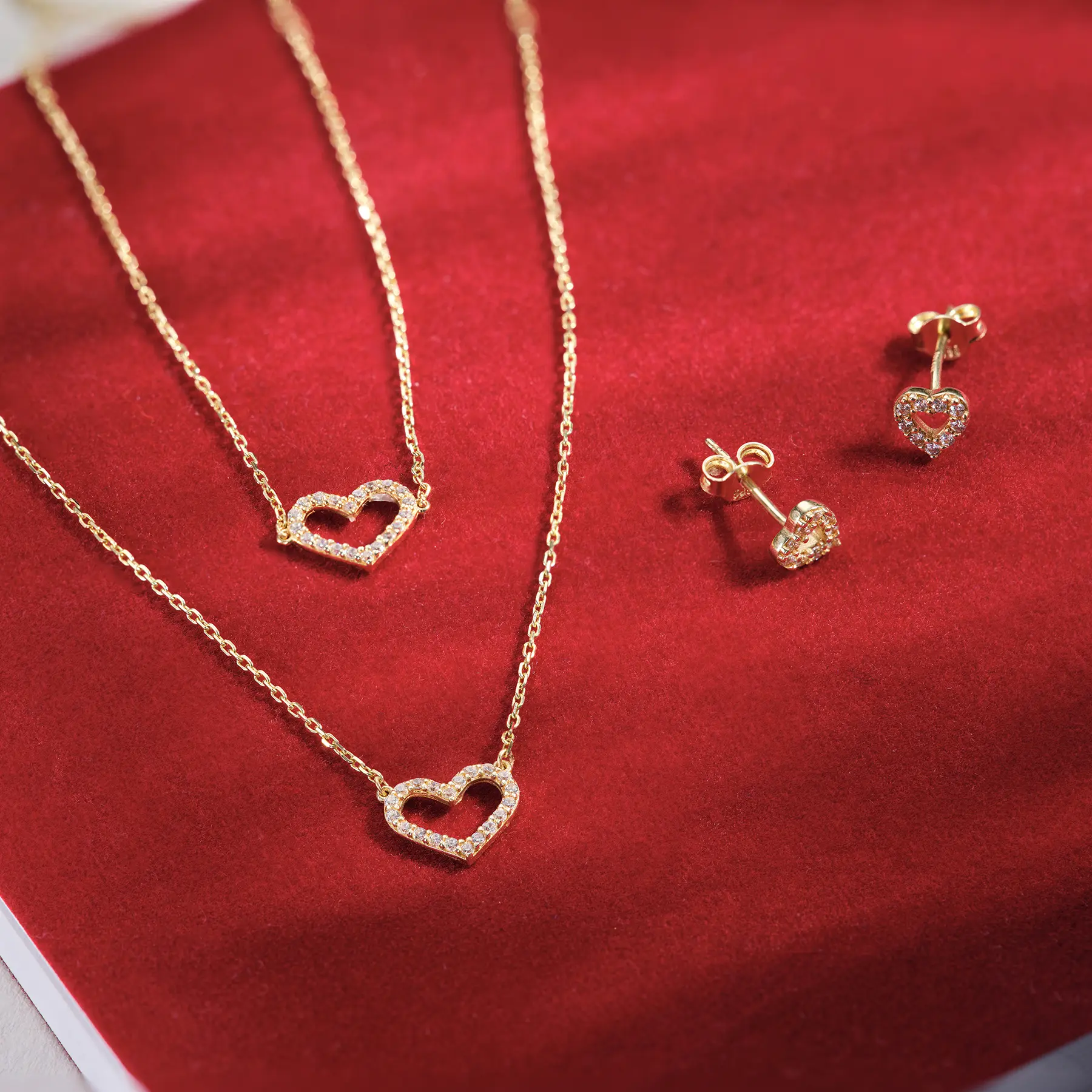 Pavé Cubic Zirconia Open Heart Studs - Image 7