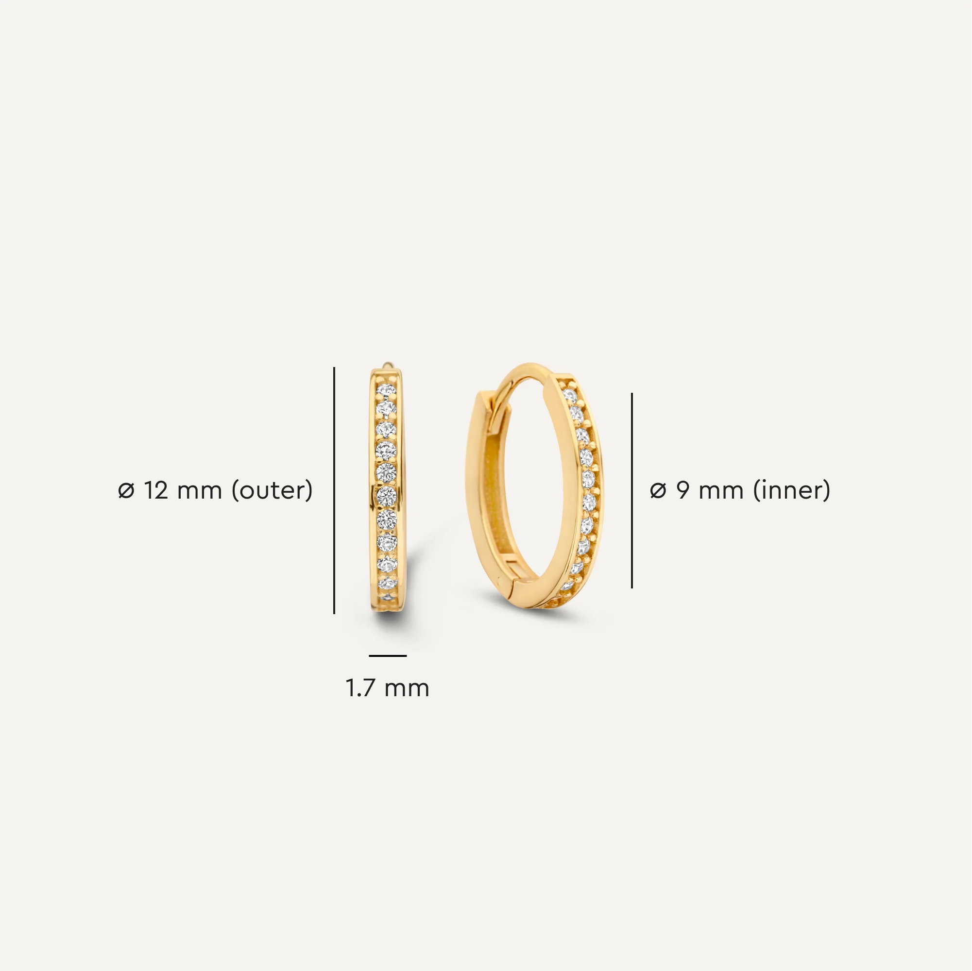 Pavé Cubic Zirconia Oval Huggie Hoops (12mm) - Image 8