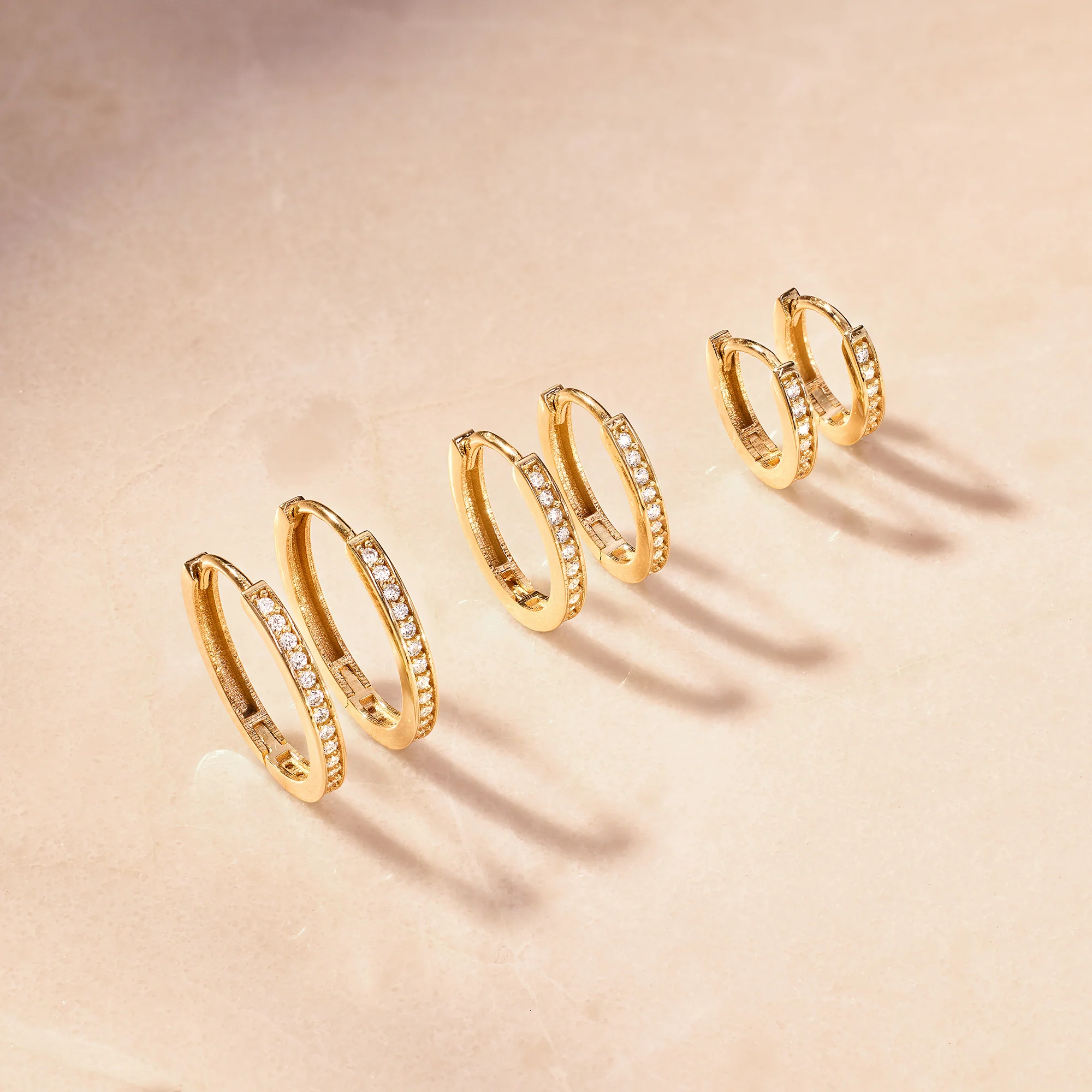 Pavé Cubic Zirconia Oval Small Huggie Hoops (10mm) - Image 5