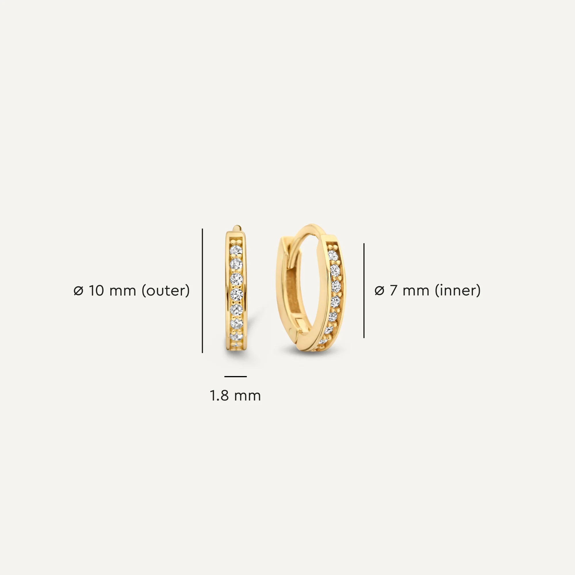 Pavé Cubic Zirconia Oval Small Huggie Hoops (10mm) - Image 8