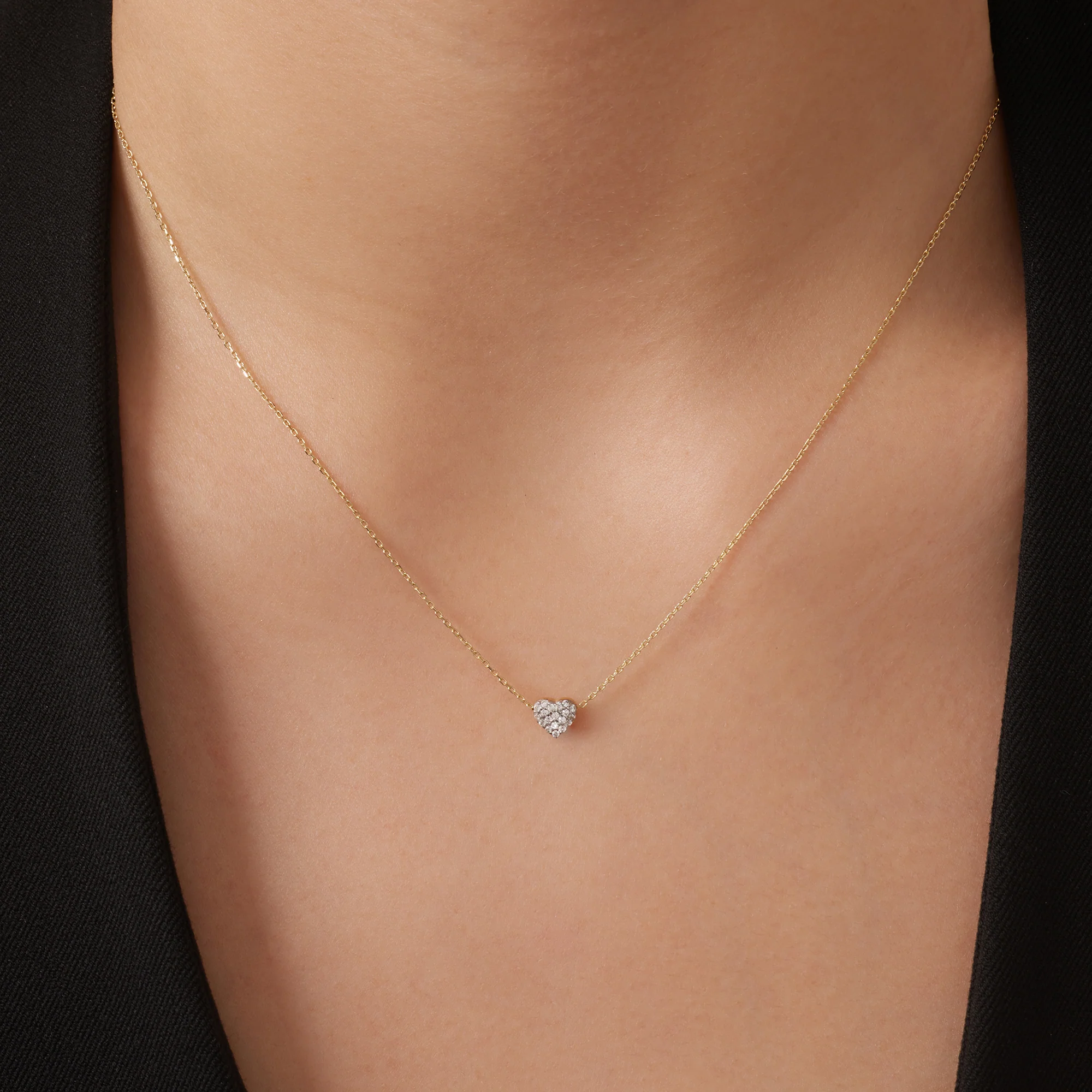 Pavé Cubic Zirconia Puffy Heart Pendant Necklace - Image 2